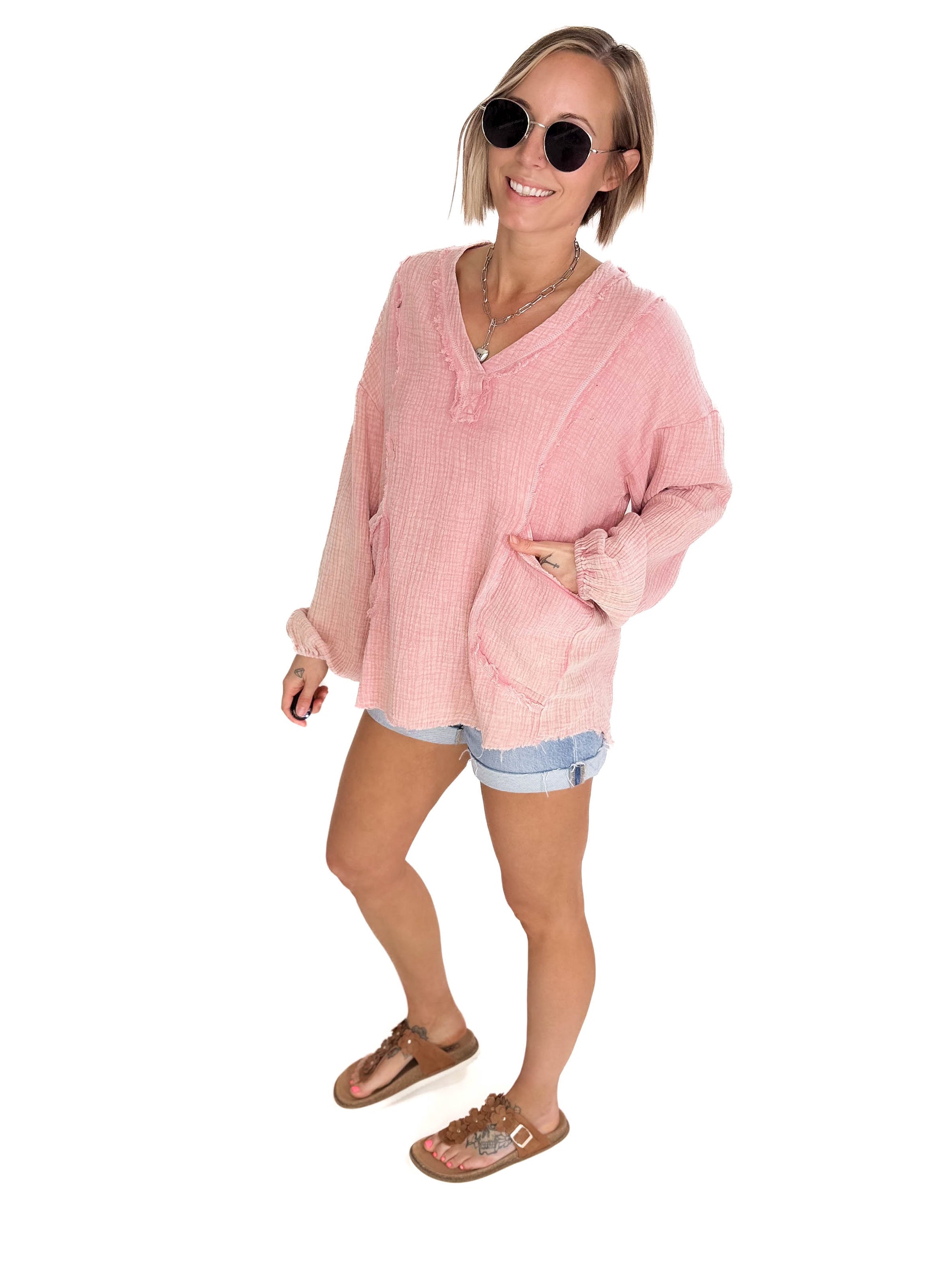 Faith Cotton Gauze Tunic- MAUVE