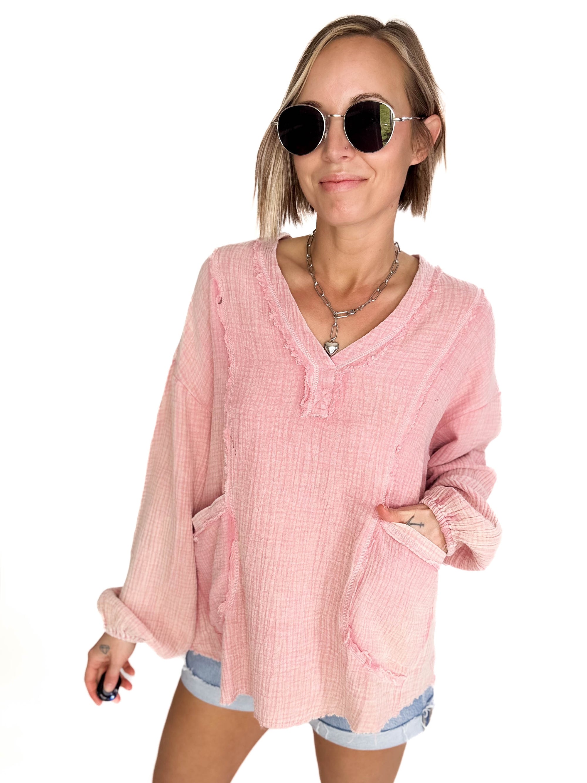 Faith Cotton Gauze Tunic- MAUVE