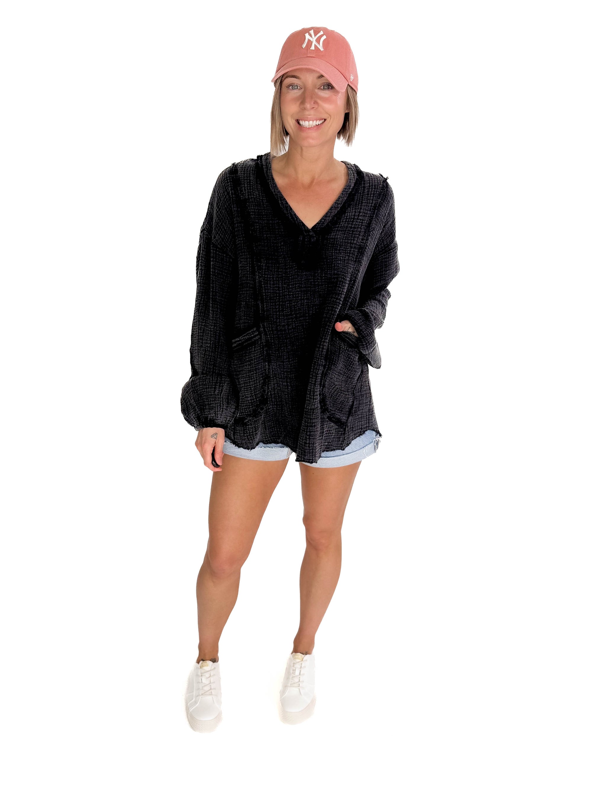 Faith Cotton Gauze Tunic- BLACK