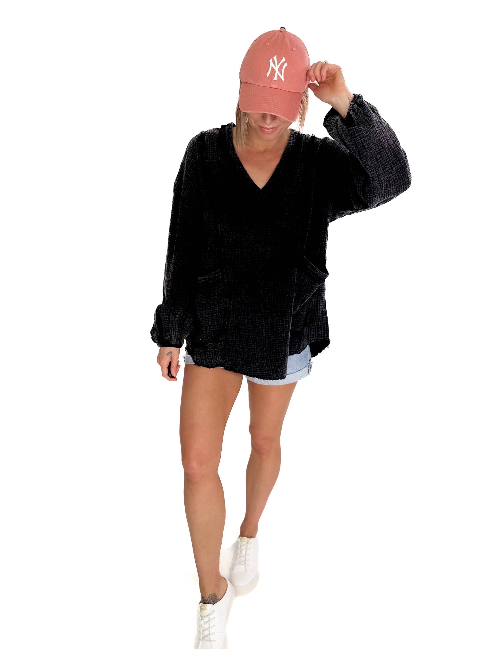 Faith Cotton Gauze Tunic- BLACK