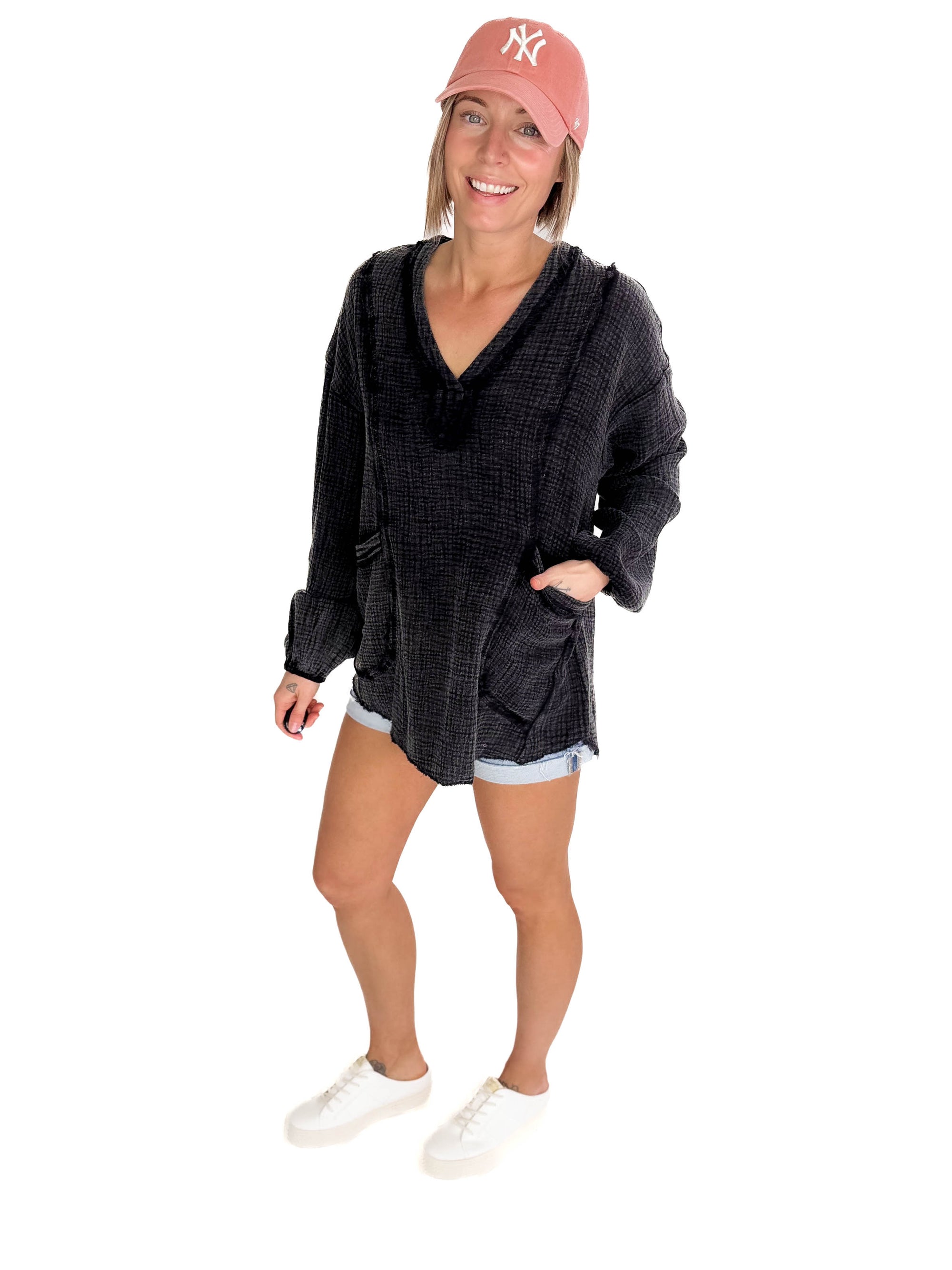 Faith Cotton Gauze Tunic- BLACK