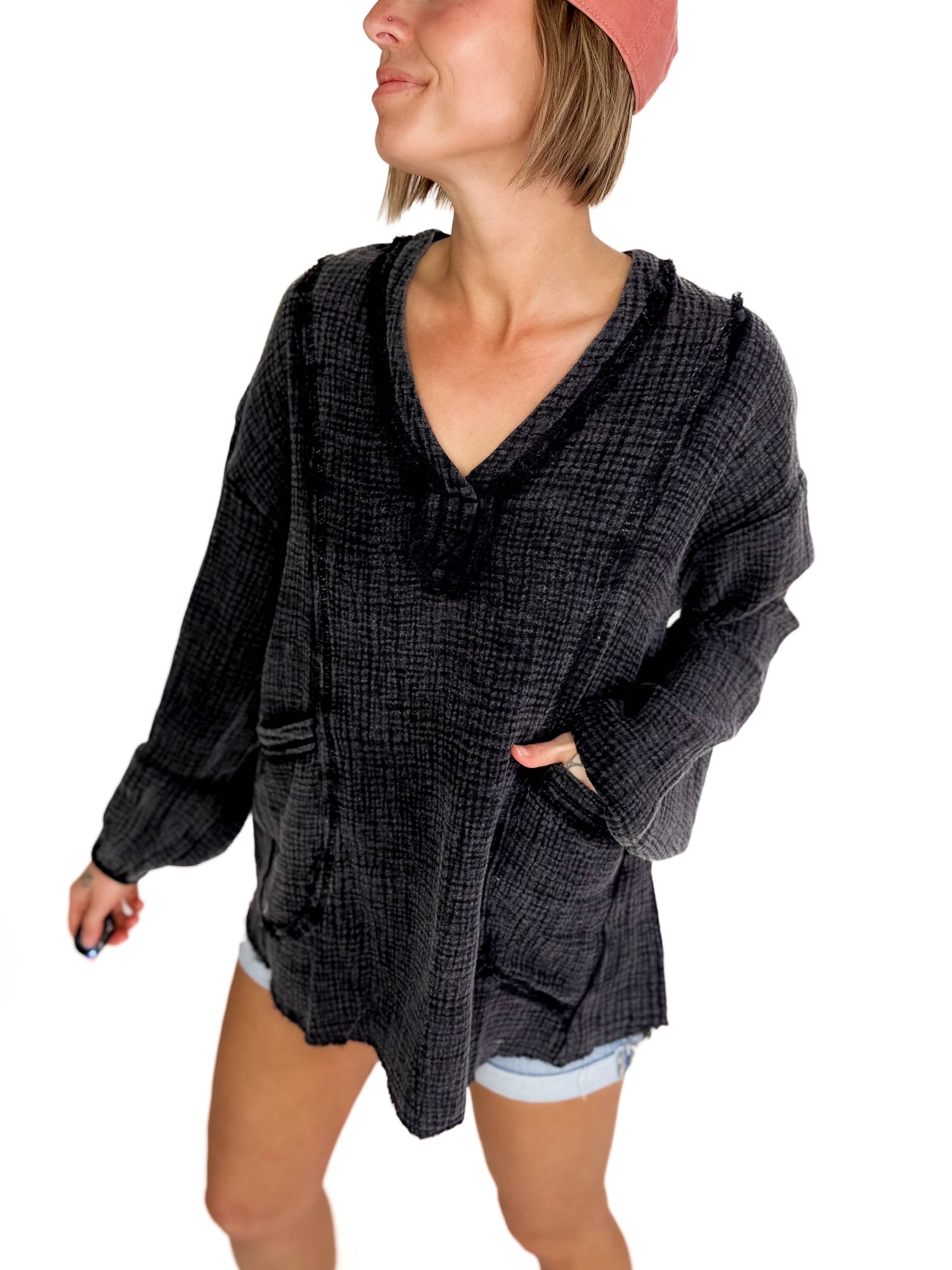 Faith Cotton Gauze Tunic- BLACK