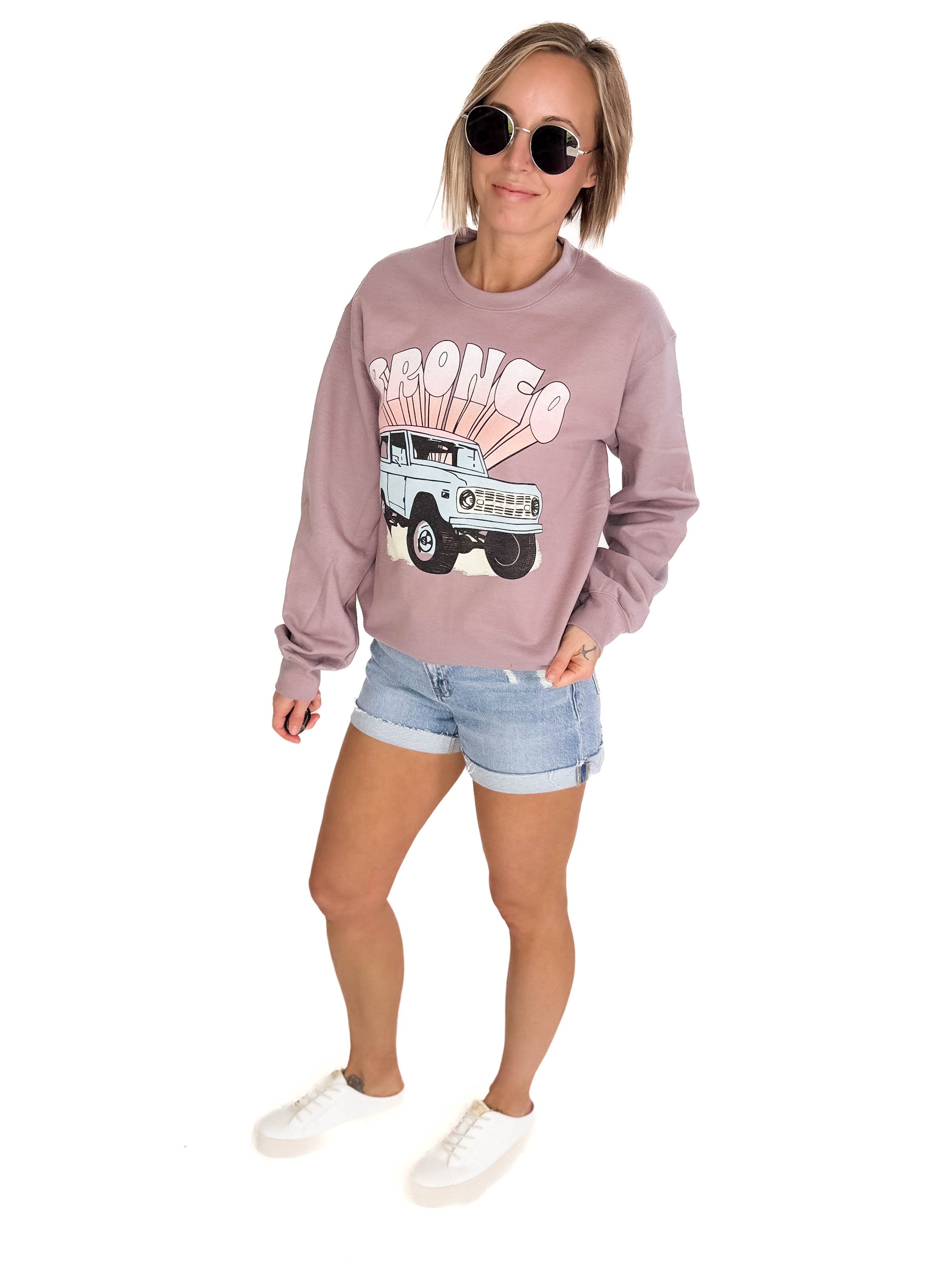 Vintage Bronco Graphic Crewneck- VINTAGE MAUVE