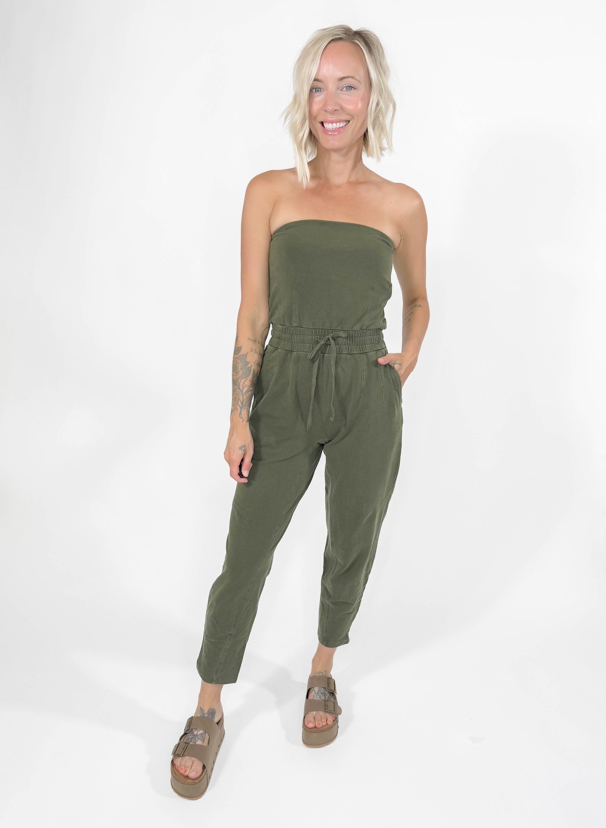 MONO B Colorado Cotton Jumpsuit- OLIVE