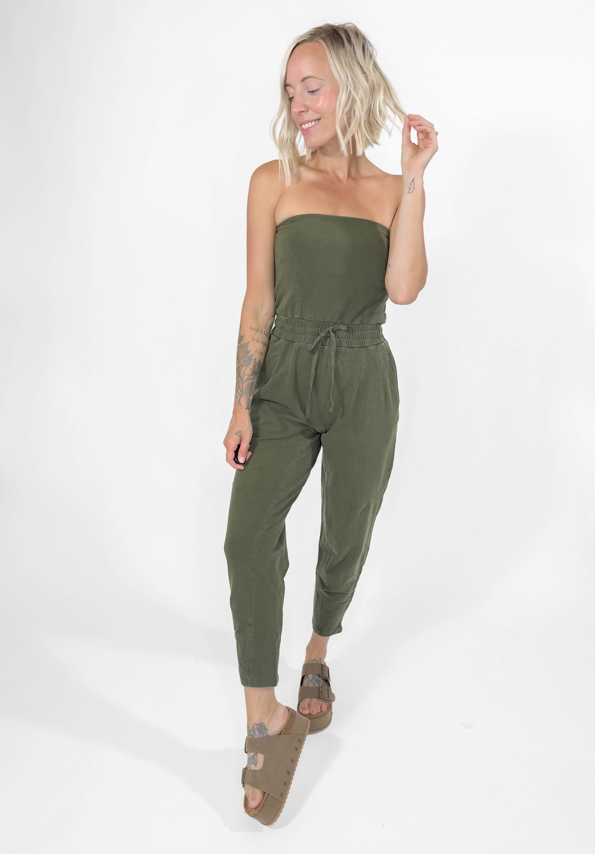 MONO B Colorado Cotton Jumpsuit- OLIVE