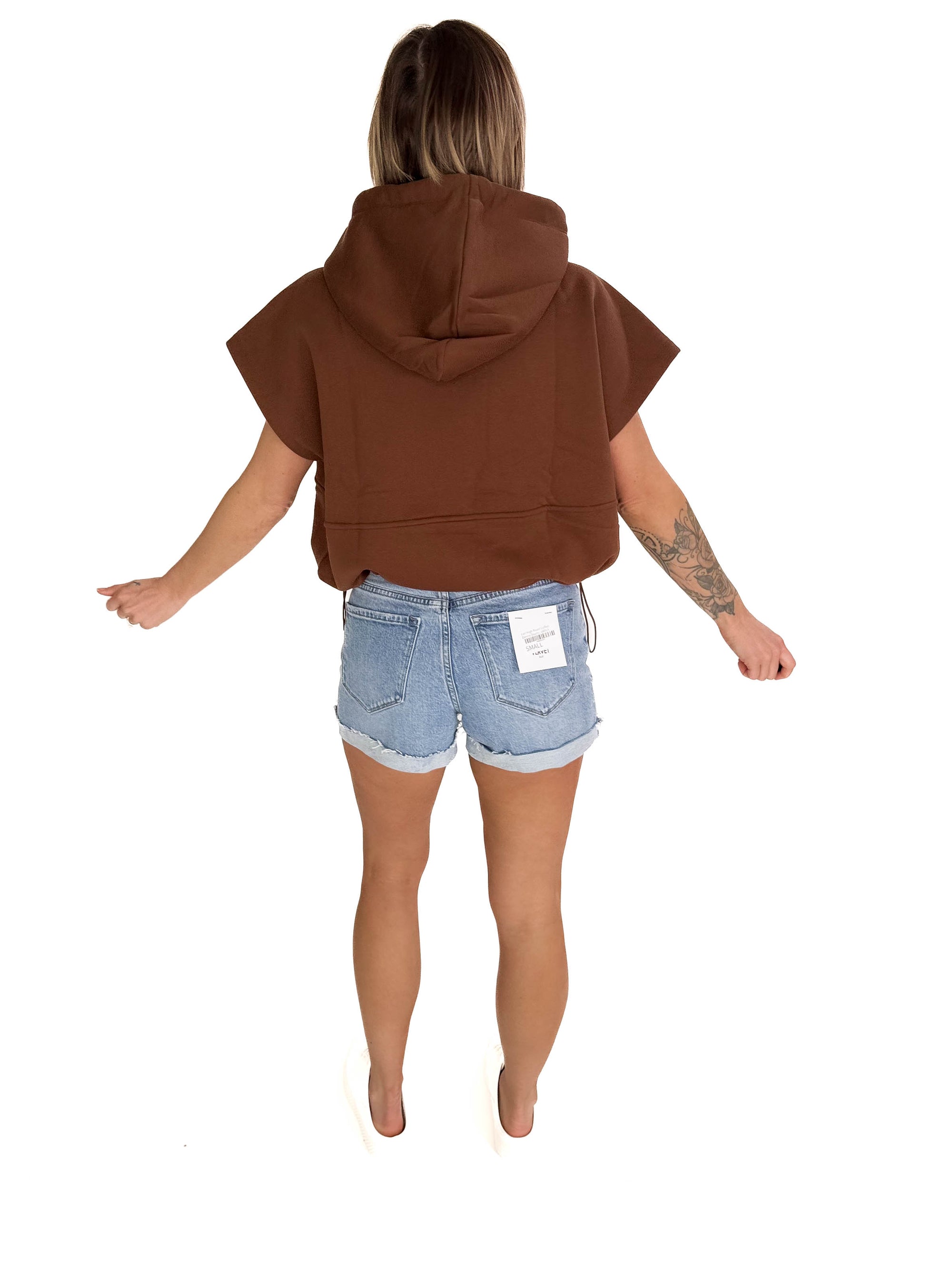 Rae Drawstring Waist Hoodie Top- ESPRESSO