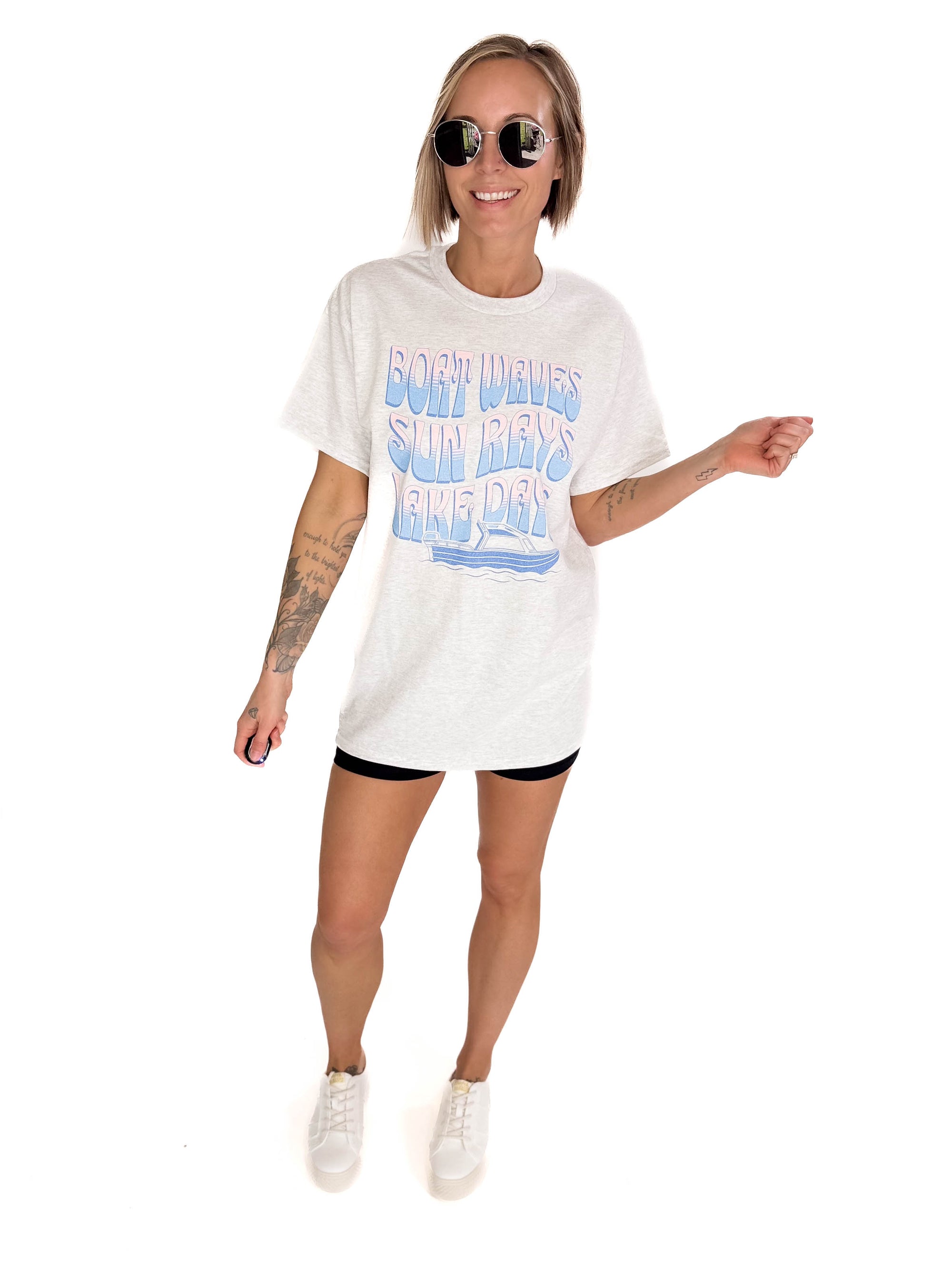 Boat Waves + Lake Days Graphic Tee- ASH