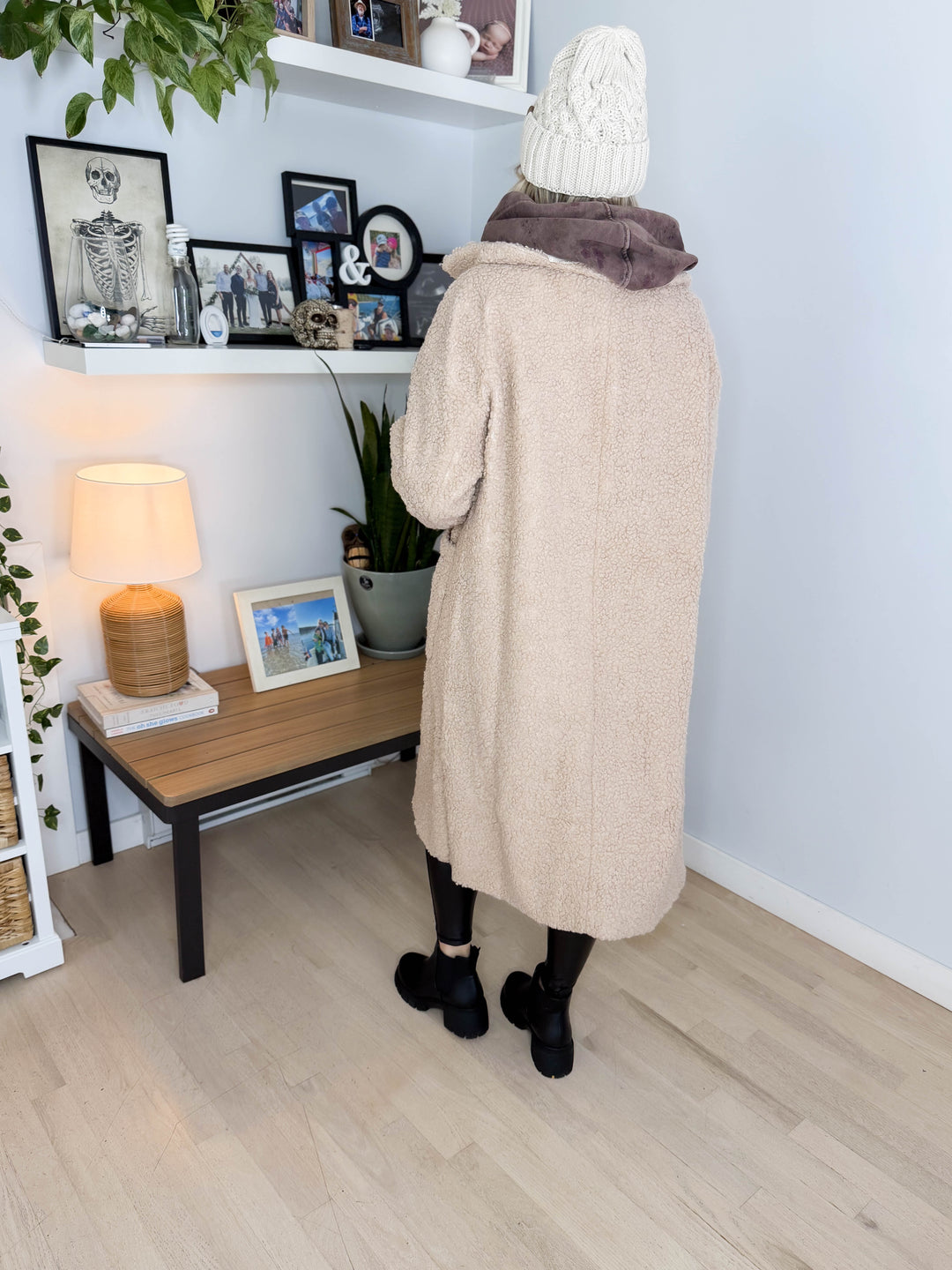 Jenna Overersized Sherpa Long Coat- LATTE