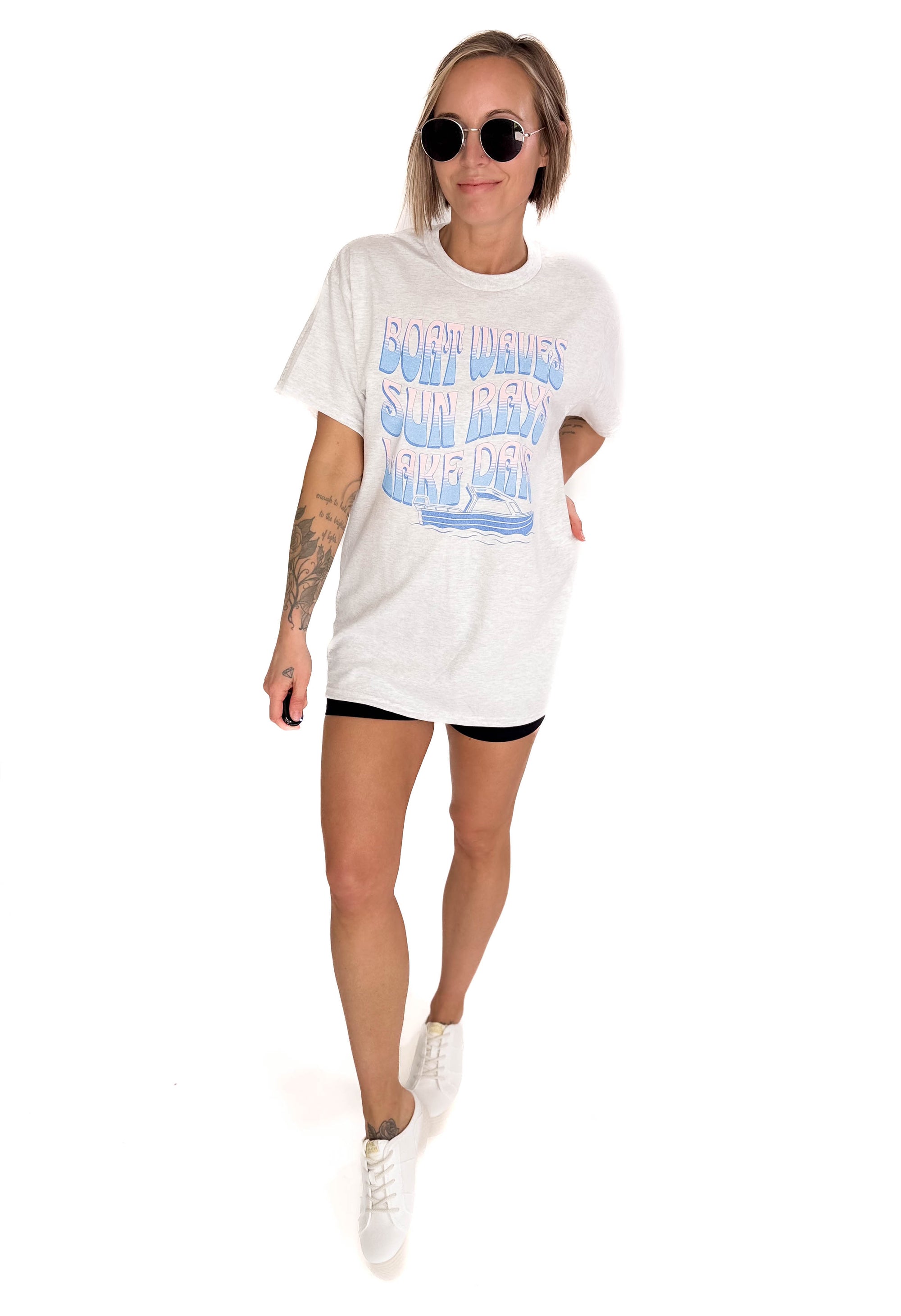 Boat Waves + Lake Days Graphic Tee- ASH