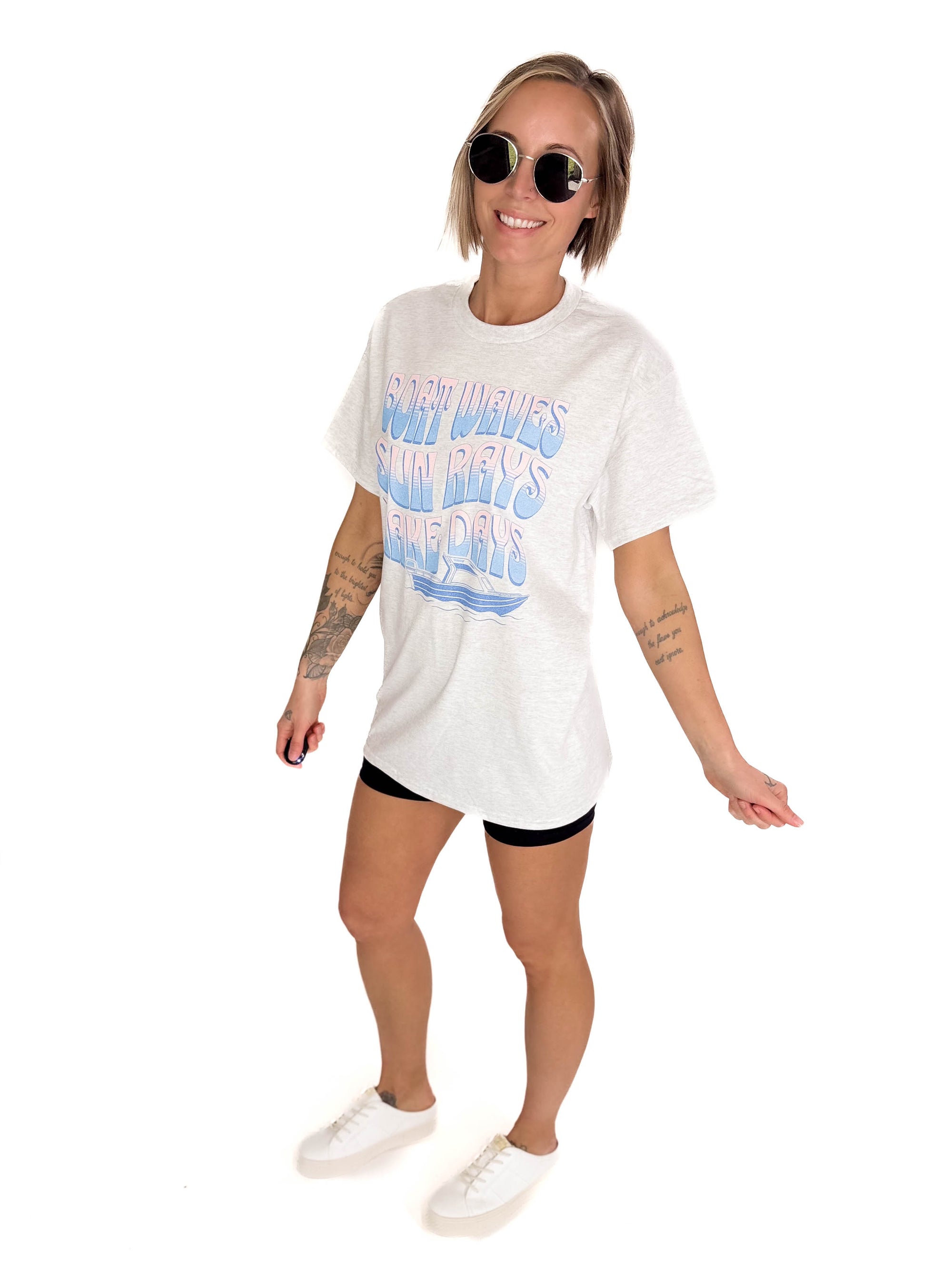 Boat Waves + Lake Days Graphic Tee- ASH