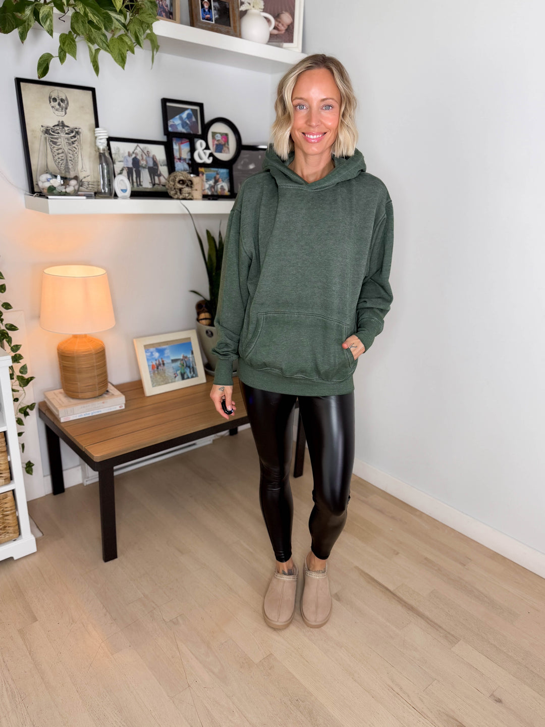 Mono B Burnout Bliss Fleece Hoodie- HEATHER SYCAMORE