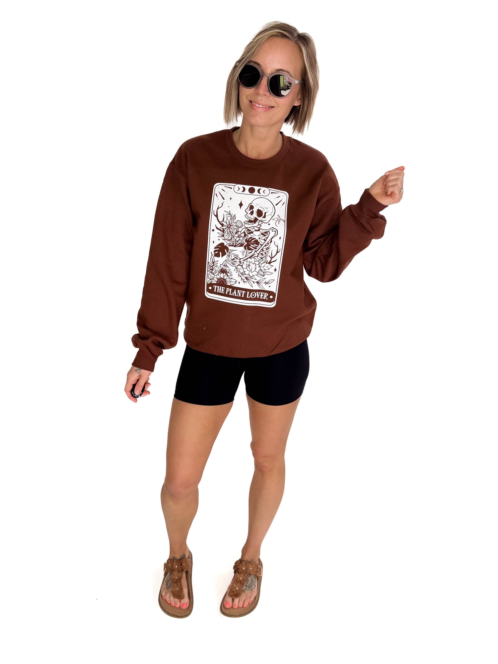 The Plant Lover Tarot Card Crewneck- COCOA