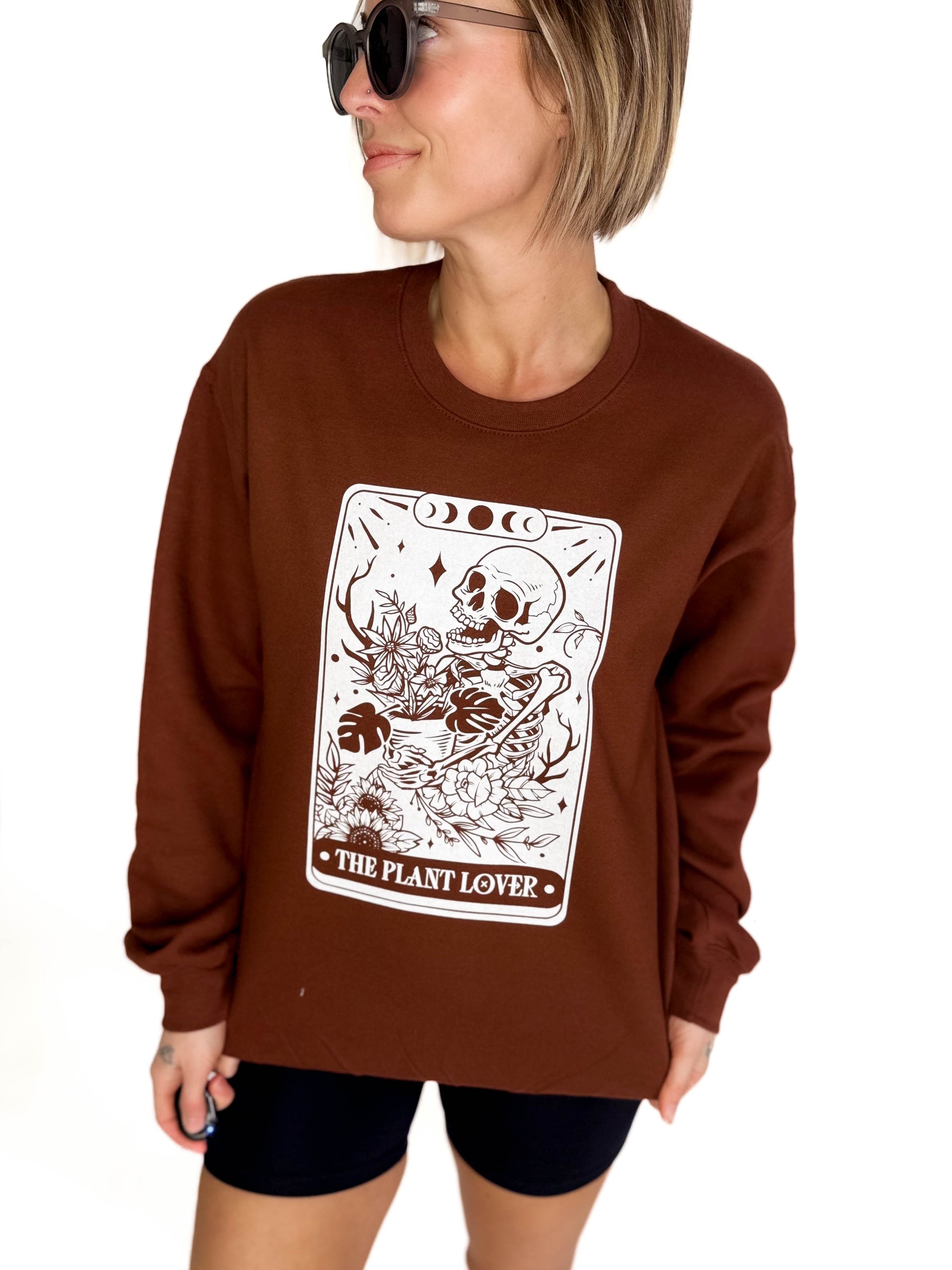 The Plant Lover Tarot Card Crewneck- COCOA