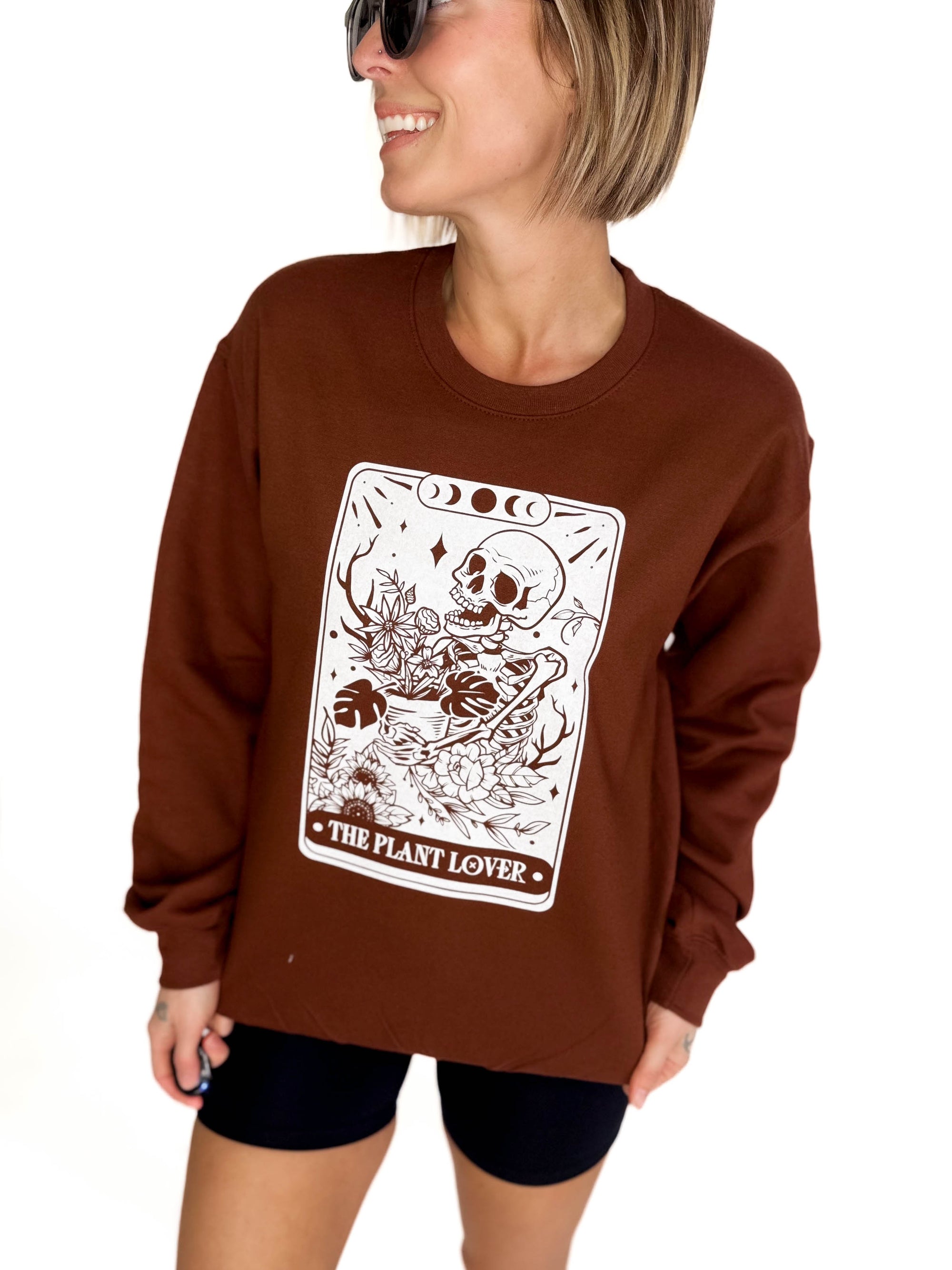 The Plant Lover Tarot Card Crewneck- COCOA