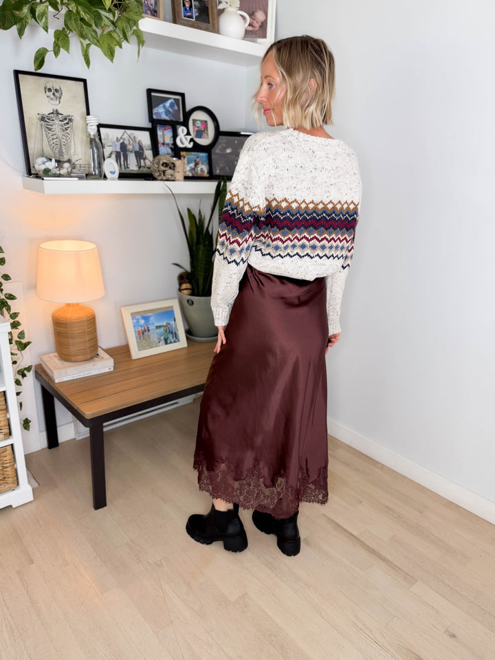 Shanty Lace Trim Skirt- CHOCOLATE