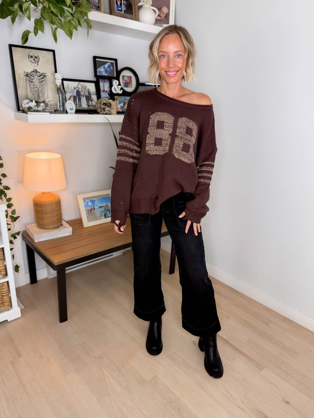 Dacey Knit Sweater- DARK BROWN