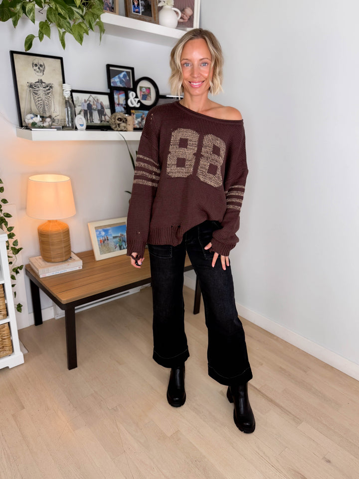 Dacey Knit Sweater- DARK BROWN
