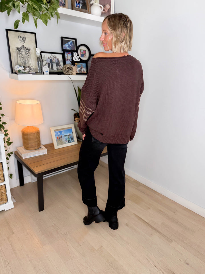 Dacey Knit Sweater- DARK BROWN