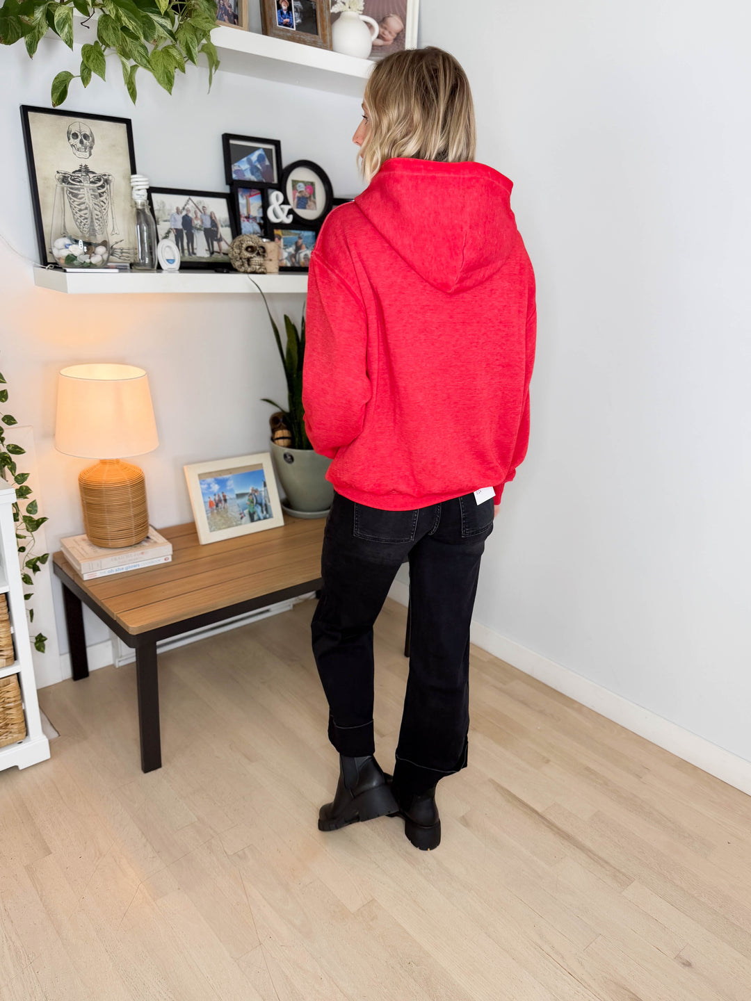Mono B Burnout Bliss Fleece Hoodie- HEATHER SMITTEN CHERRY