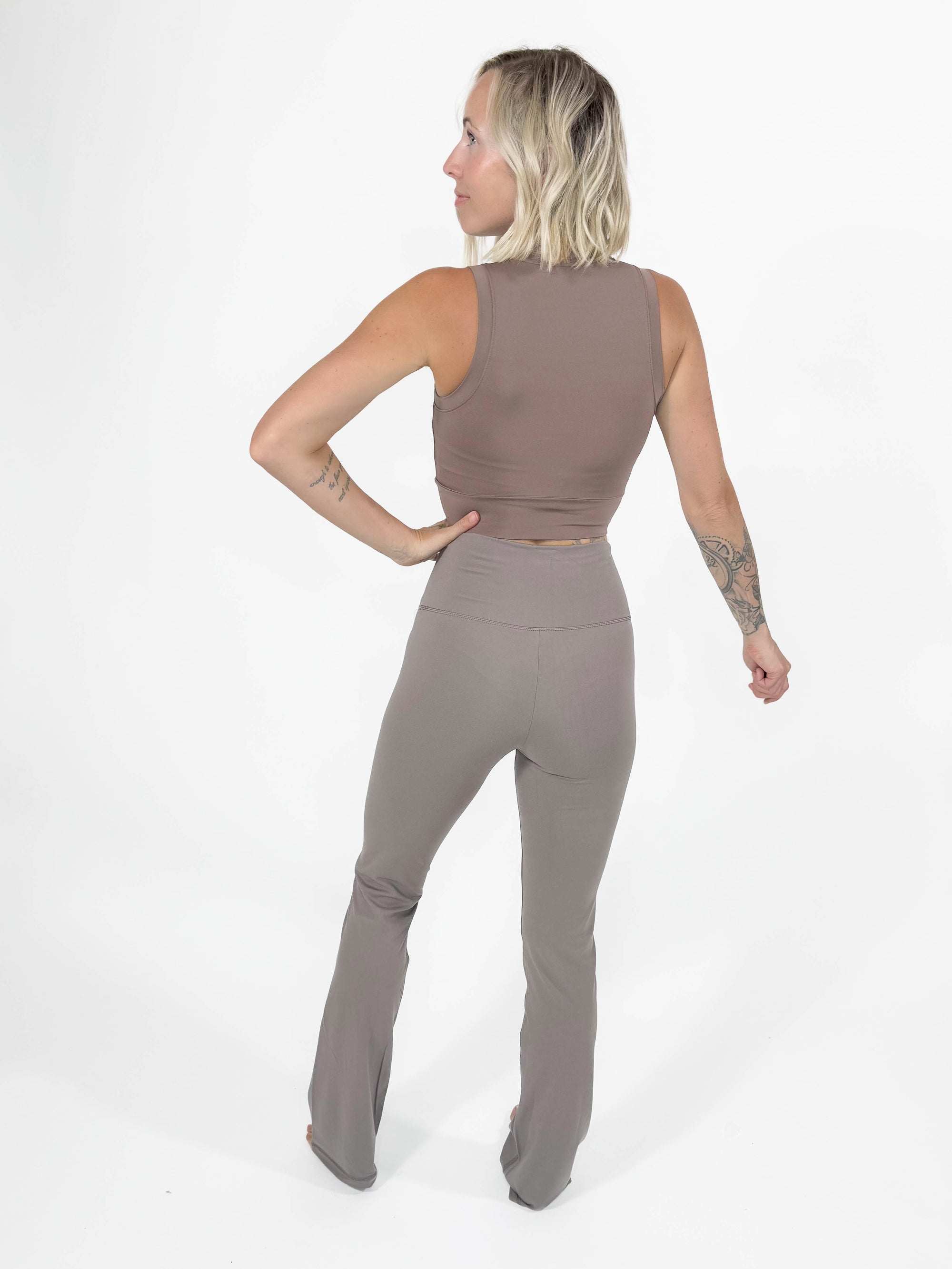 Anything But Basic Flare Legging- TRUFFLE