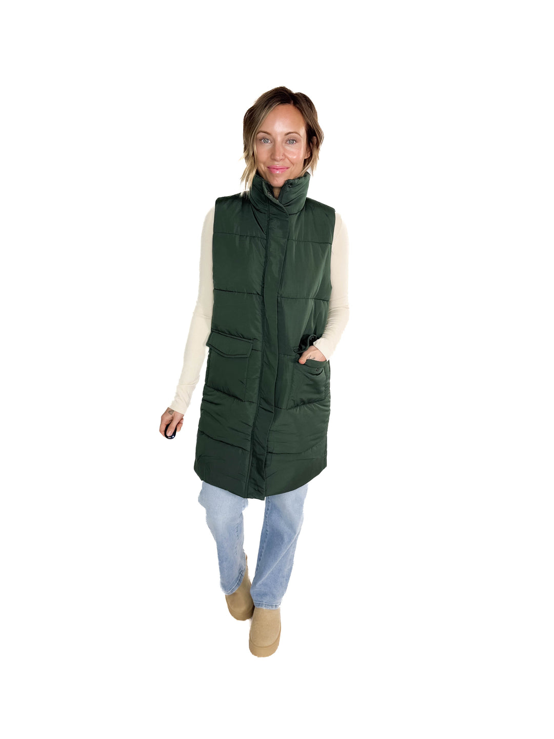Remington Longline Puffer Vest- GREEN