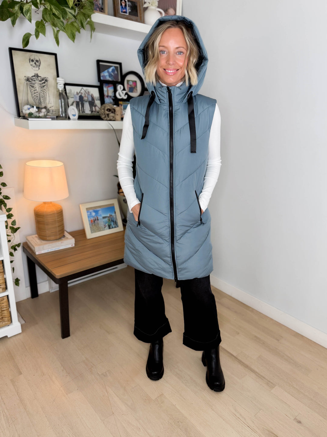 ONLY Skylar Hooded Vest- STORMY WEATHER