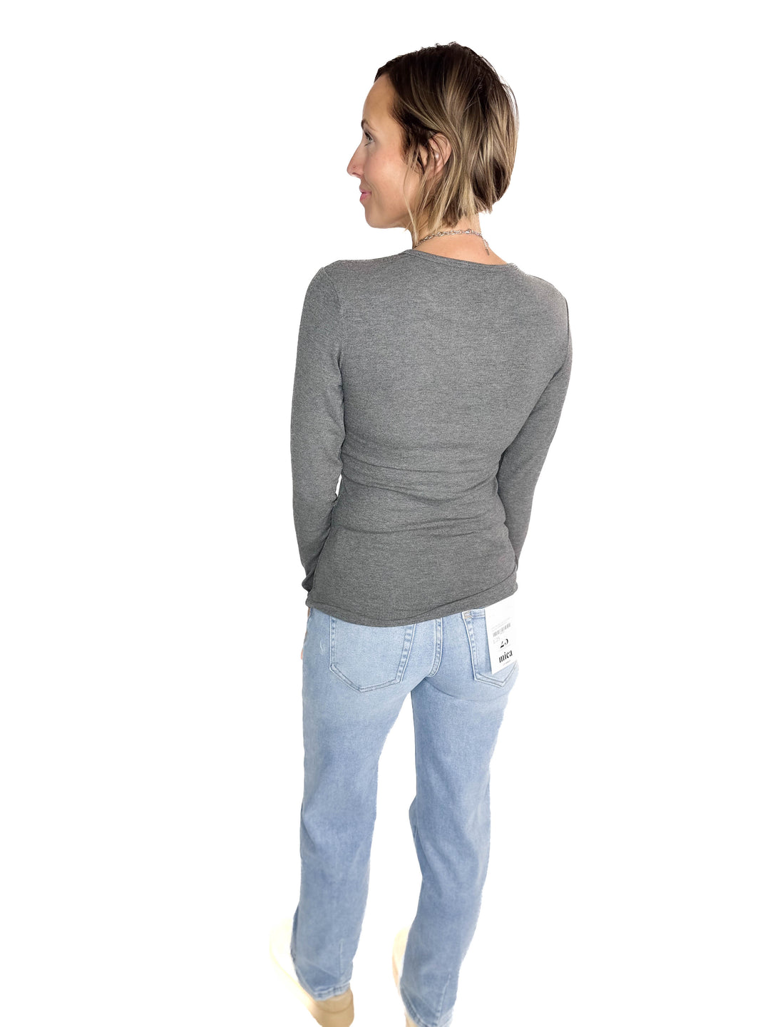 Indie Ribbed Long Sleeve- HEATHER CHARCOAL