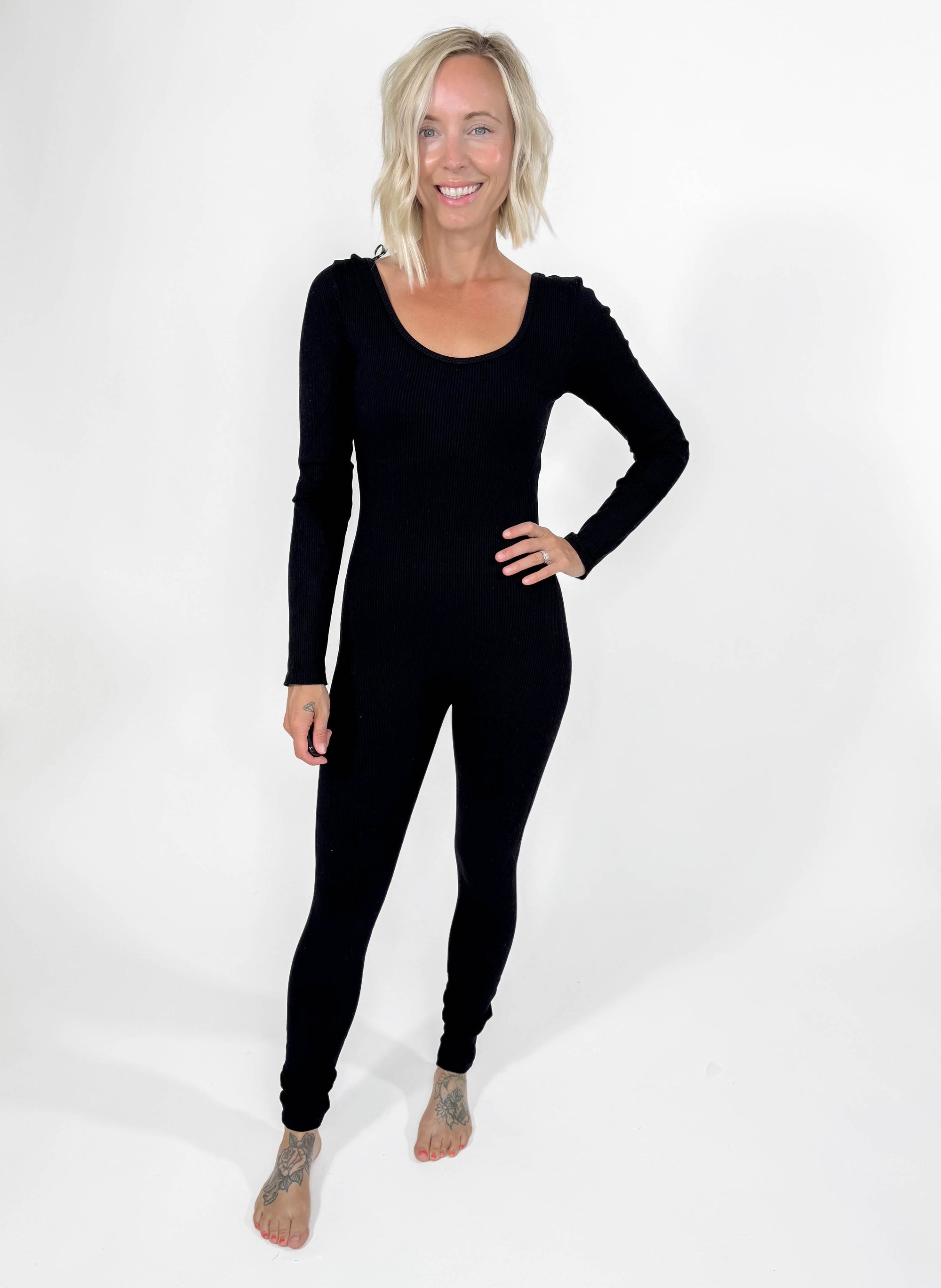 Zelda Ribbed Jumpsuit- BLACK