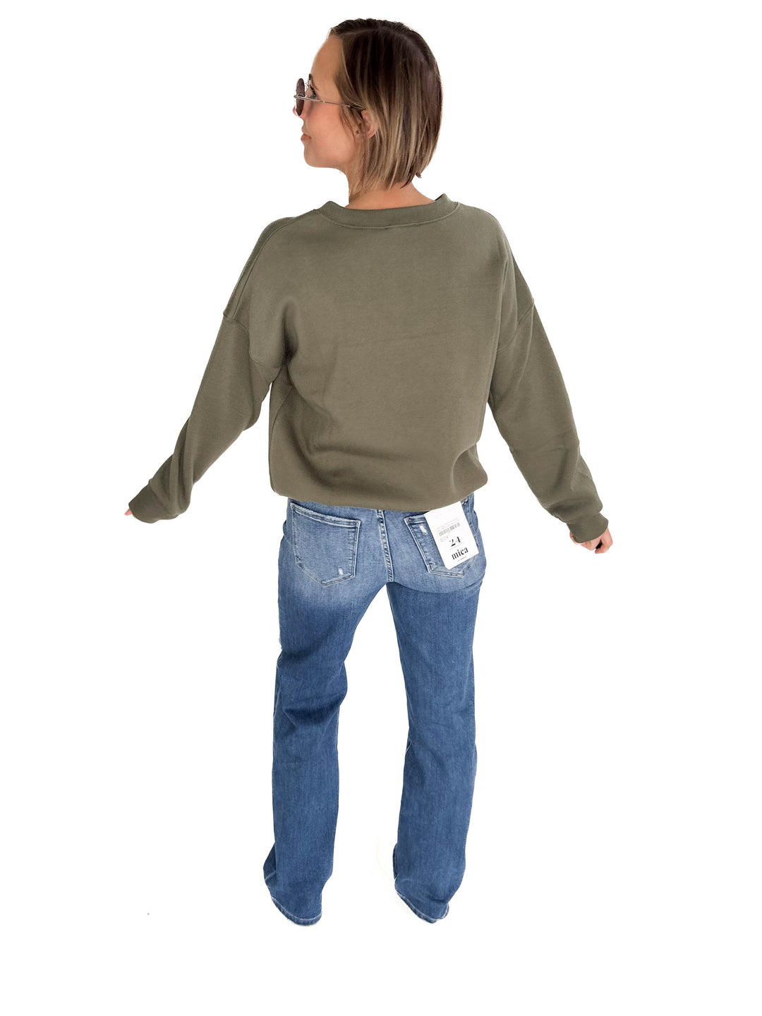 T+G Essential Fleece Sweatshirt- LIGHT OLIVE-FINAL SALE
