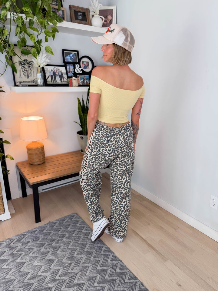 Coraline Heavy Cotton Drawstring Pant- LEOPARD/BROWN HEART