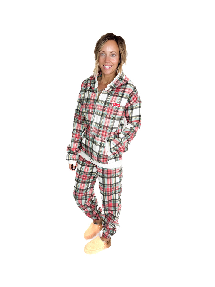 AMPERSAND AVE Comfort Zone Joggers- CHRISTMAS PLAID