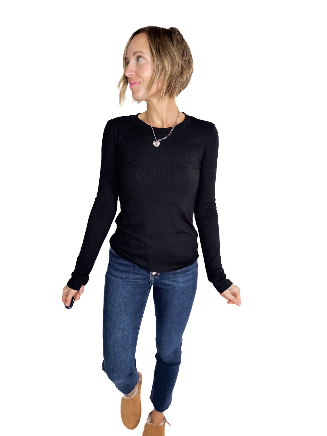 Beth Ribbed Long Sleeve- BLACK