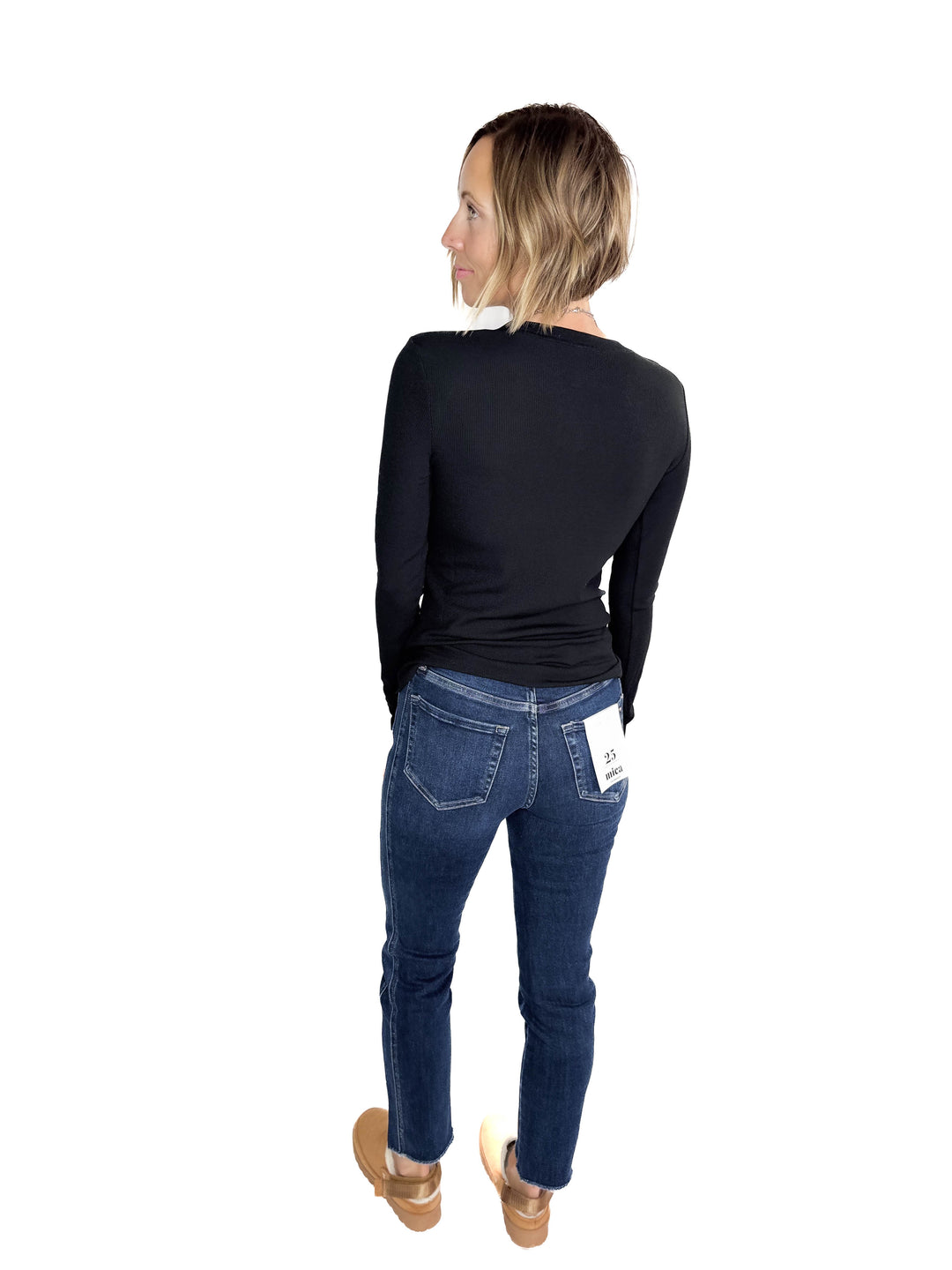 Beth Ribbed Long Sleeve- BLACK