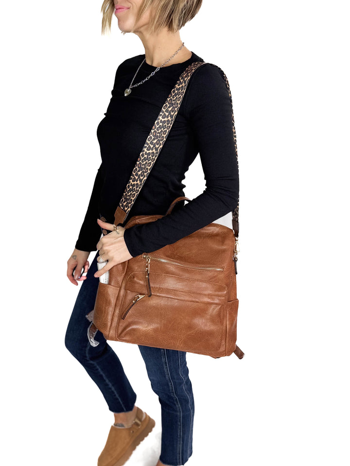 Amelia Convertible Backpack- BROWN