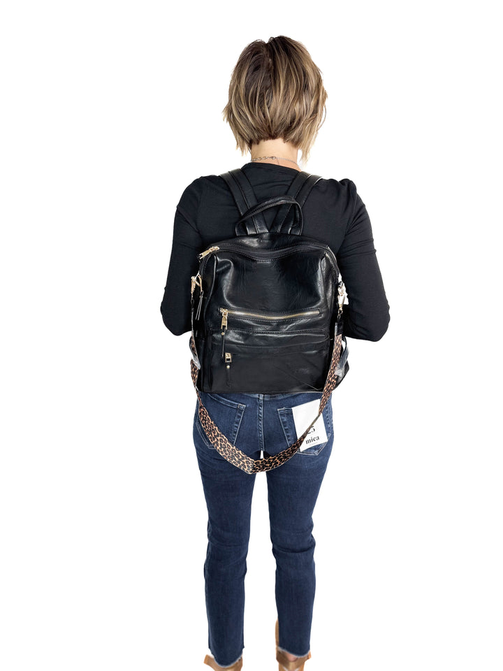 Amelia Convertible Backpack- BLACK