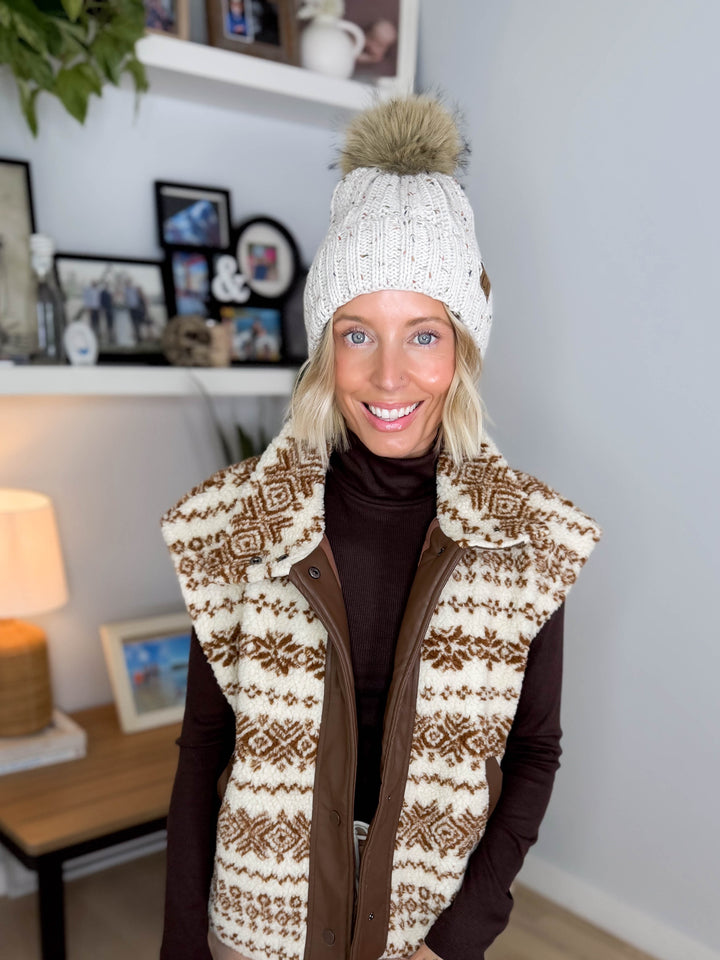 CC Knitted Confetti Pom Beanie- CONFETTI OAT