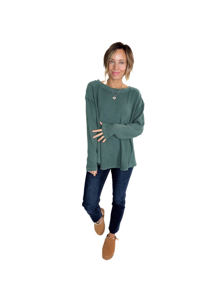 Lenni Waffle High Low Top- MIDNIGHT GREEN