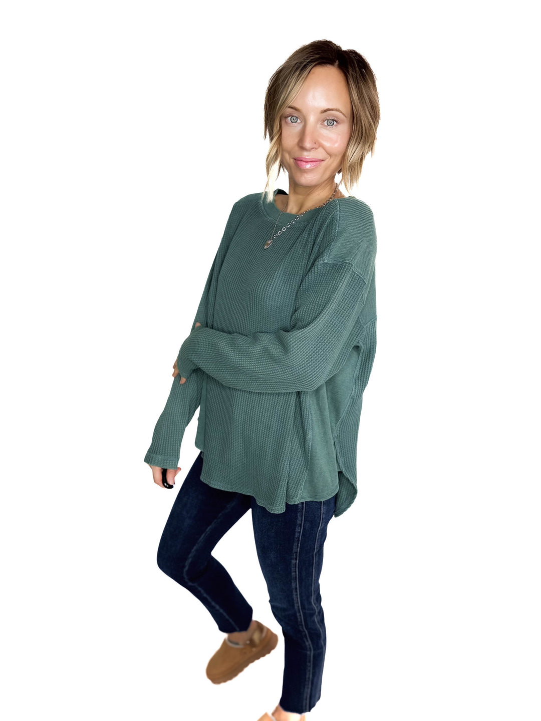 Lenni Waffle High Low Top- MIDNIGHT GREEN