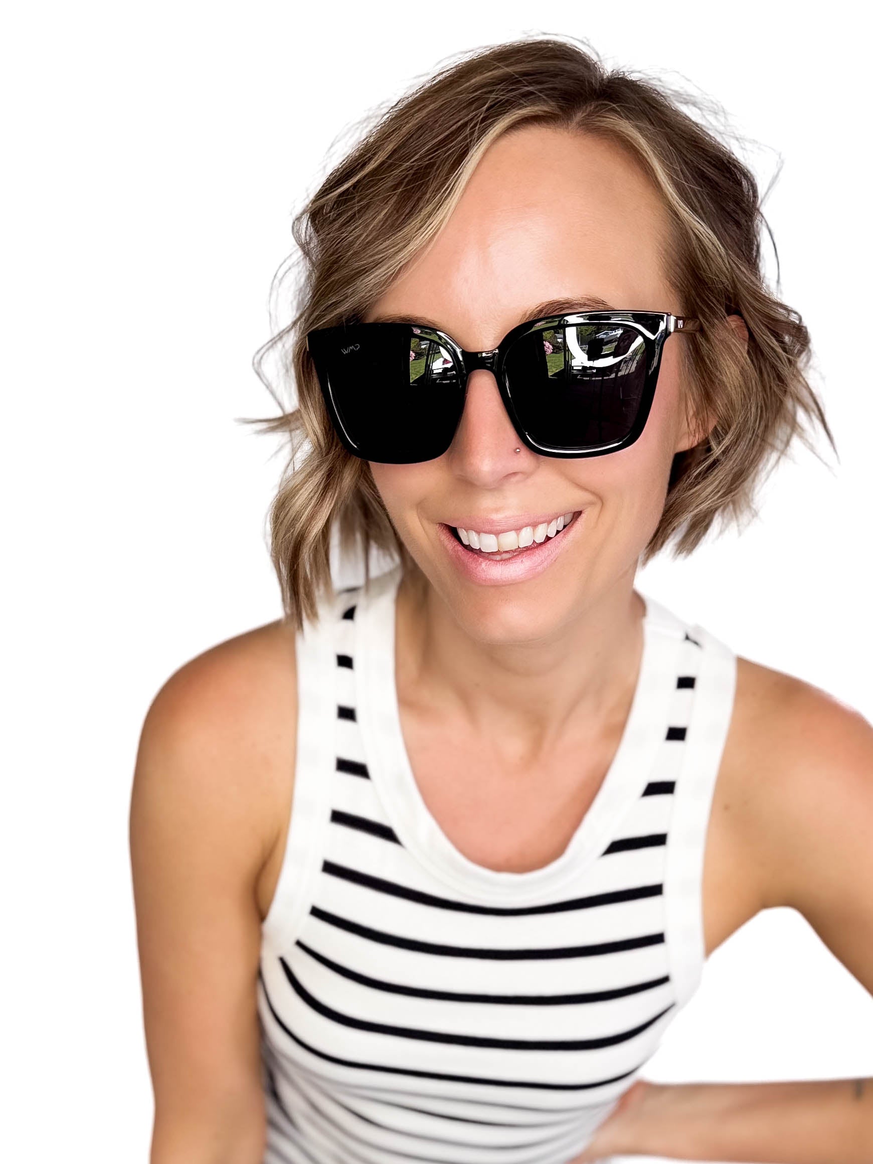 Wear Me Pro Polarized Madison Square Frame Sunglasses- BLACK