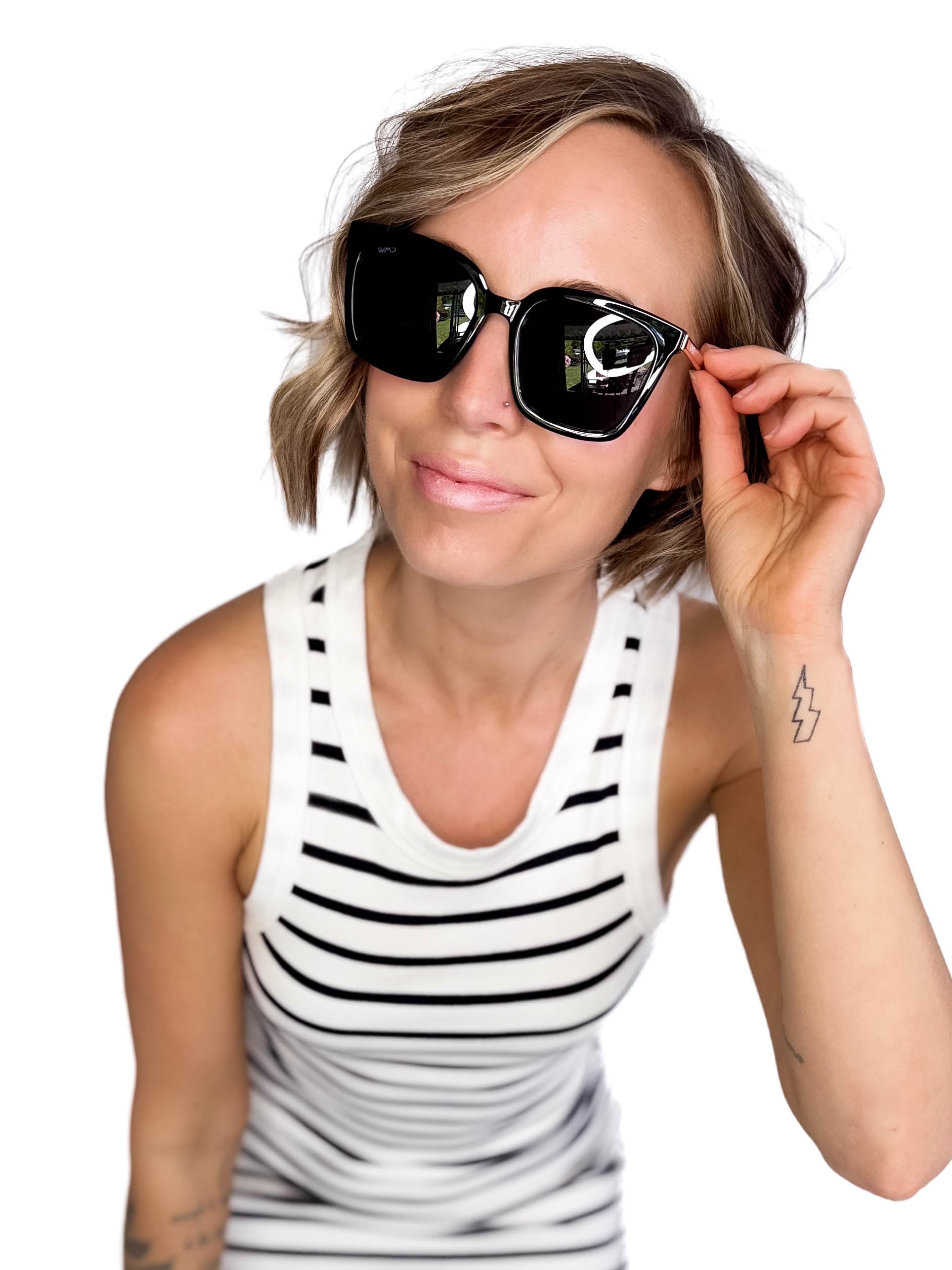 Wear Me Pro Polarized Madison Square Frame Sunglasses- BLACK