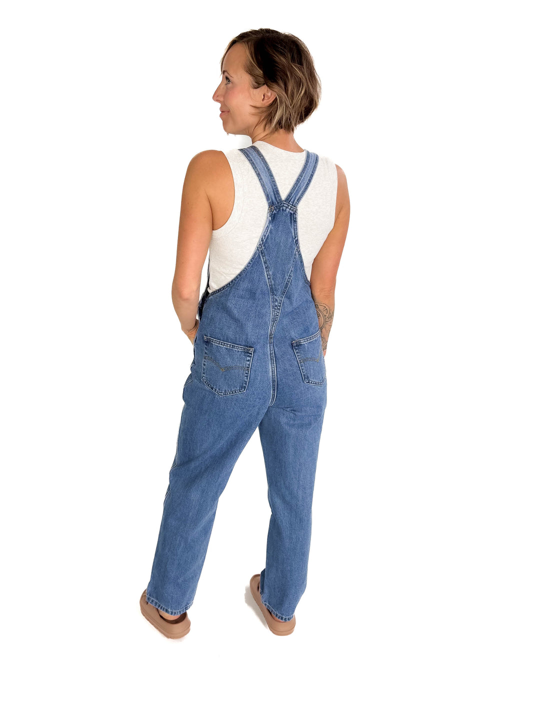 Charis Classic Denim Straight Leg Overalls- MEDIUM WASH-FINAL SALE