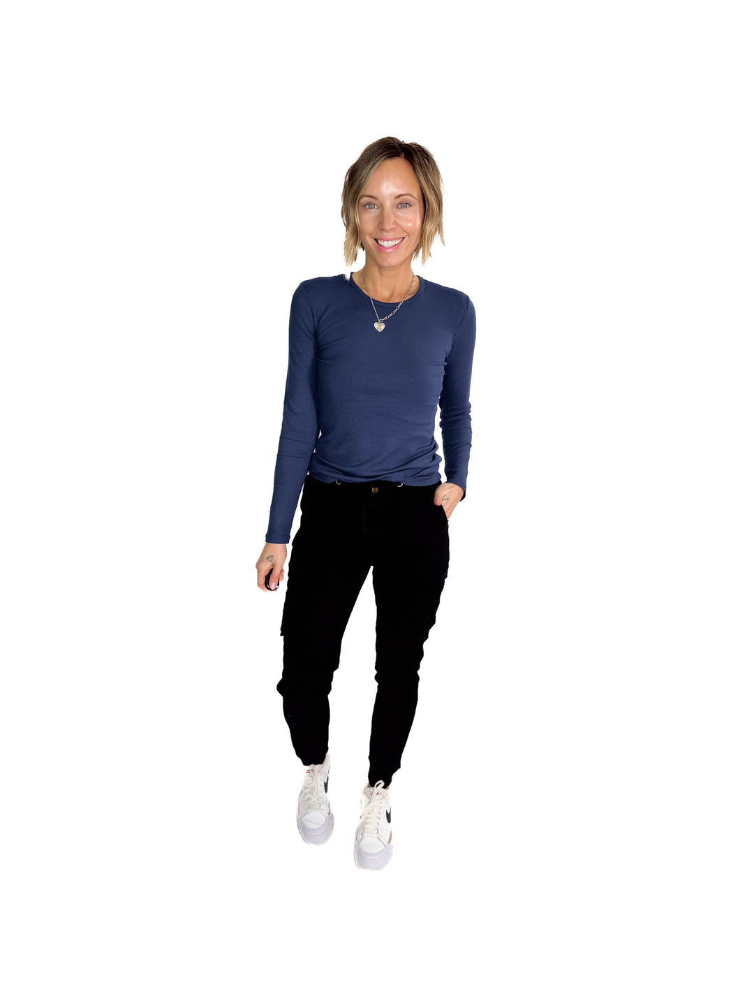 Indie Ribbed Long Sleeve- DENIM