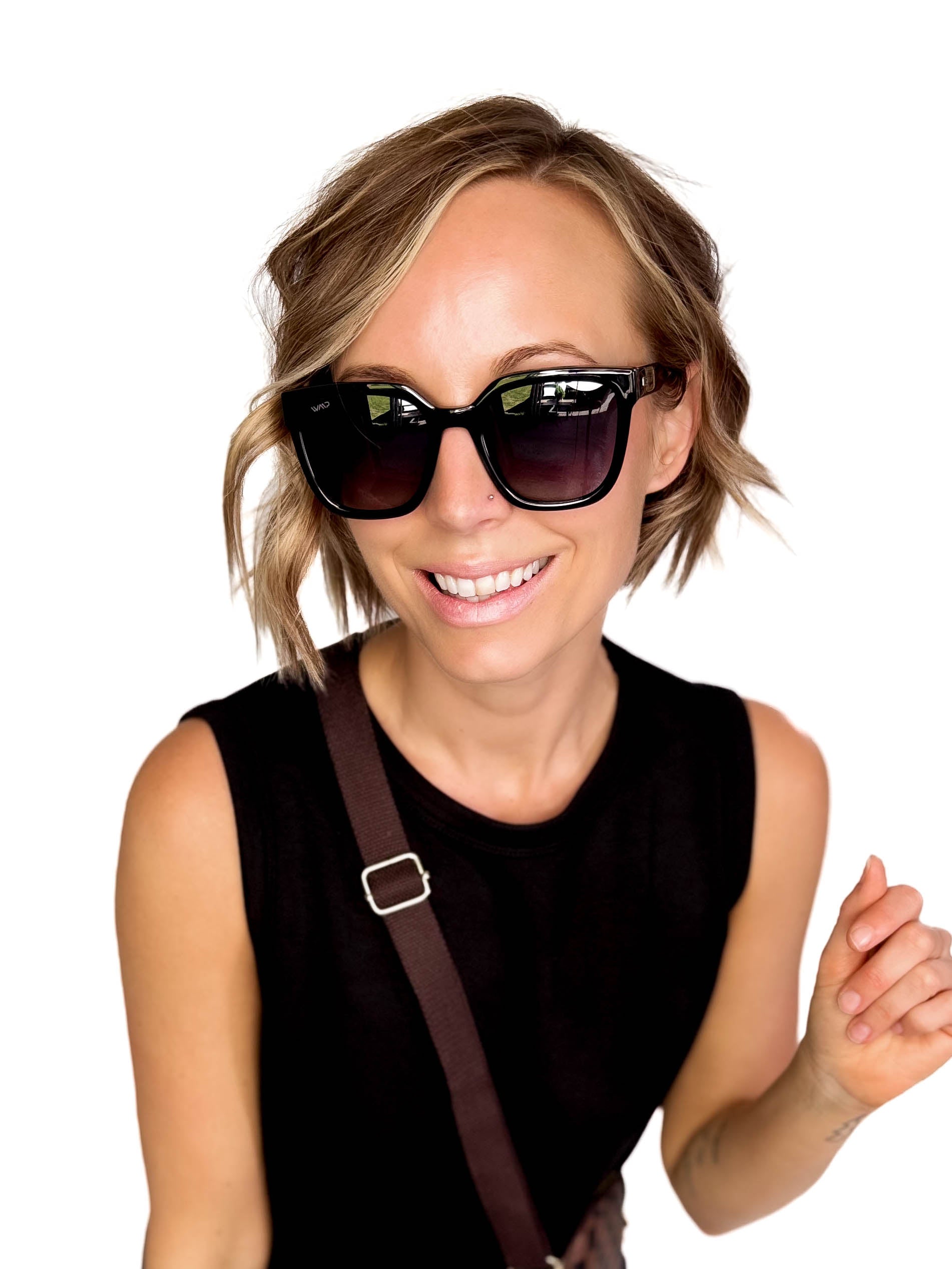 Wear Me Pro Polarized Wren Square Frame Sunglasses- BLACK
