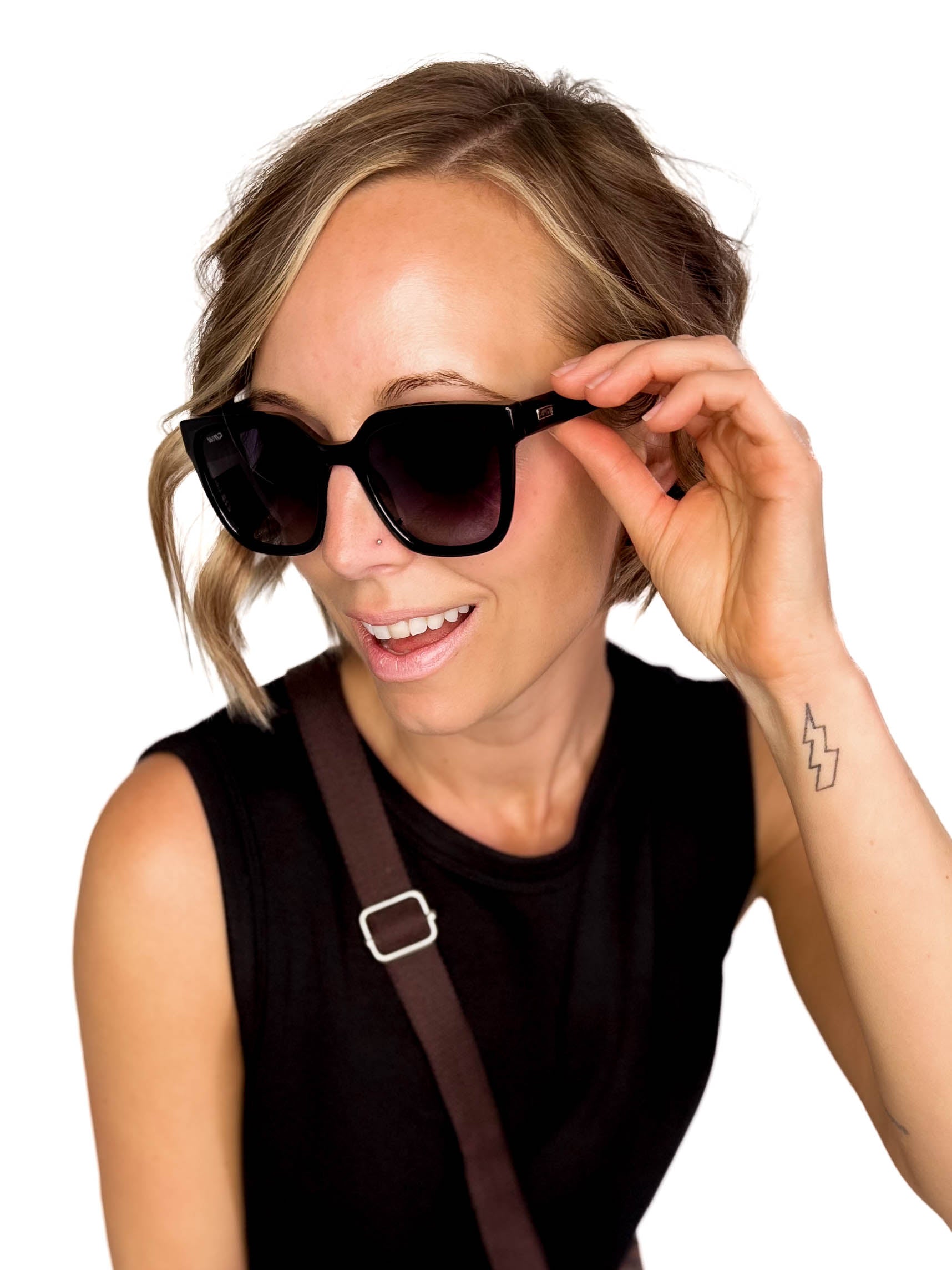 Wear Me Pro Polarized Wren Square Frame Sunglasses- BLACK