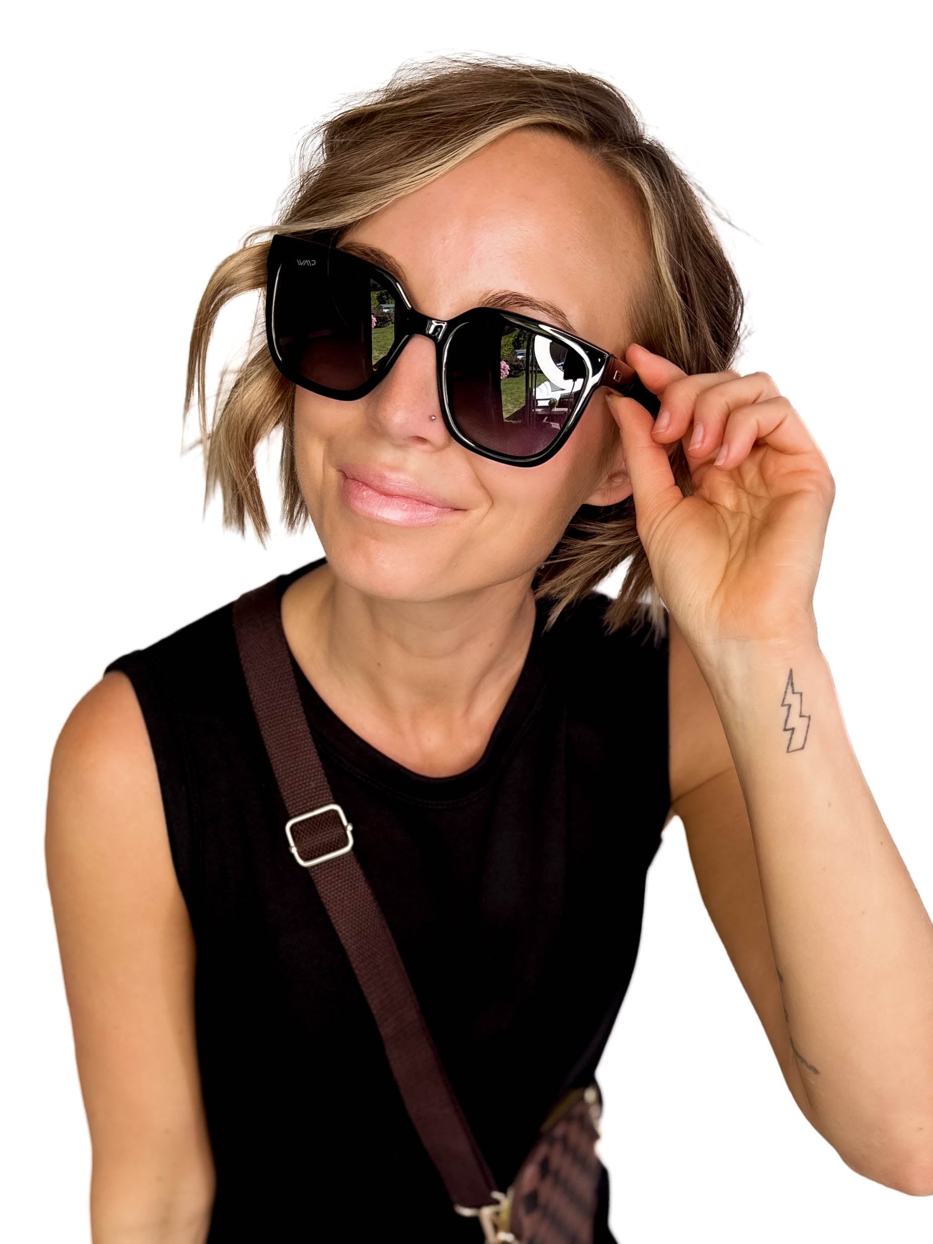 Wear Me Pro Polarized Wren Square Frame Sunglasses- BLACK