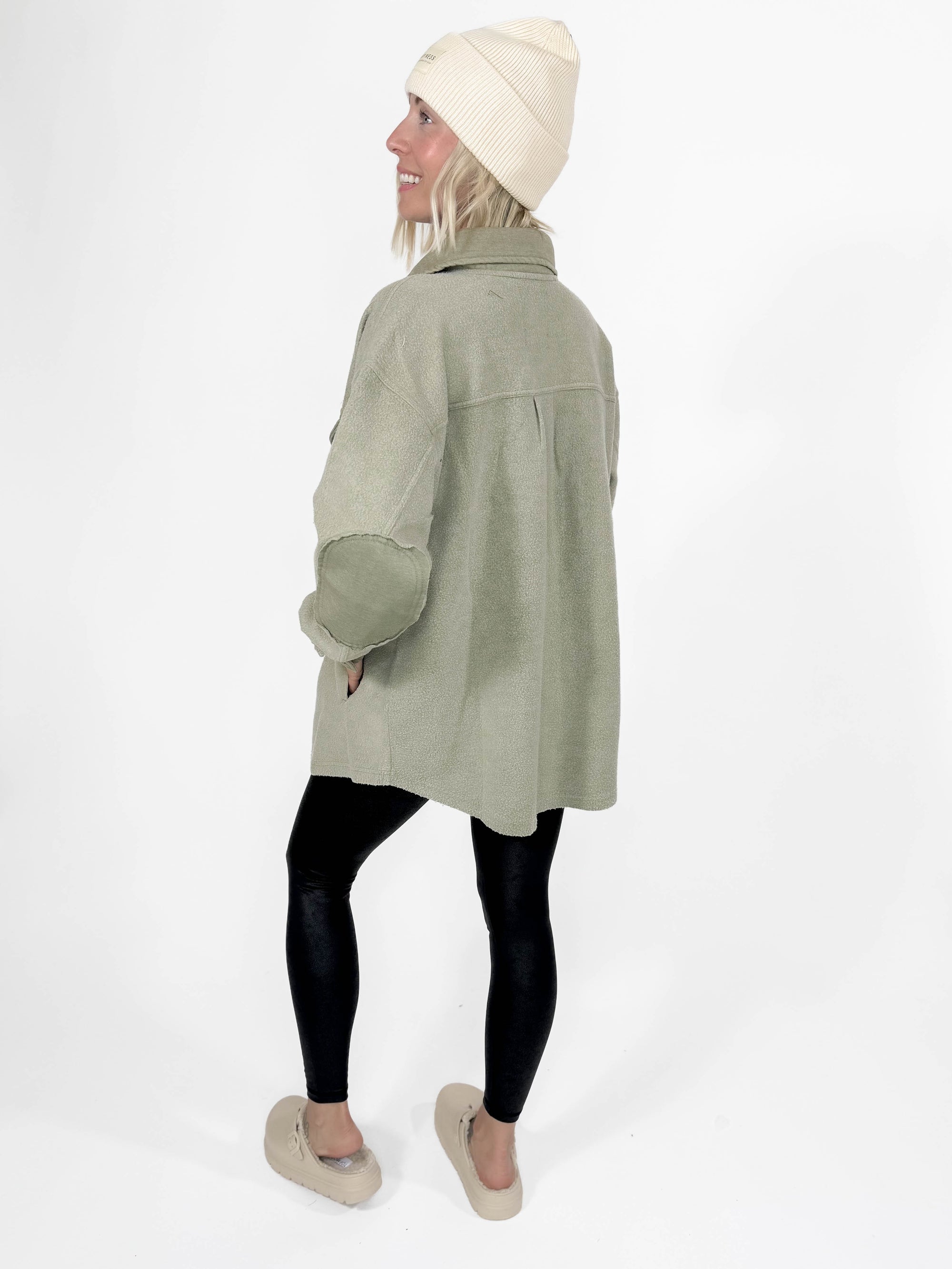 Blackcomb Washed Fleece Shacket-OLIVE-FINAL SALE