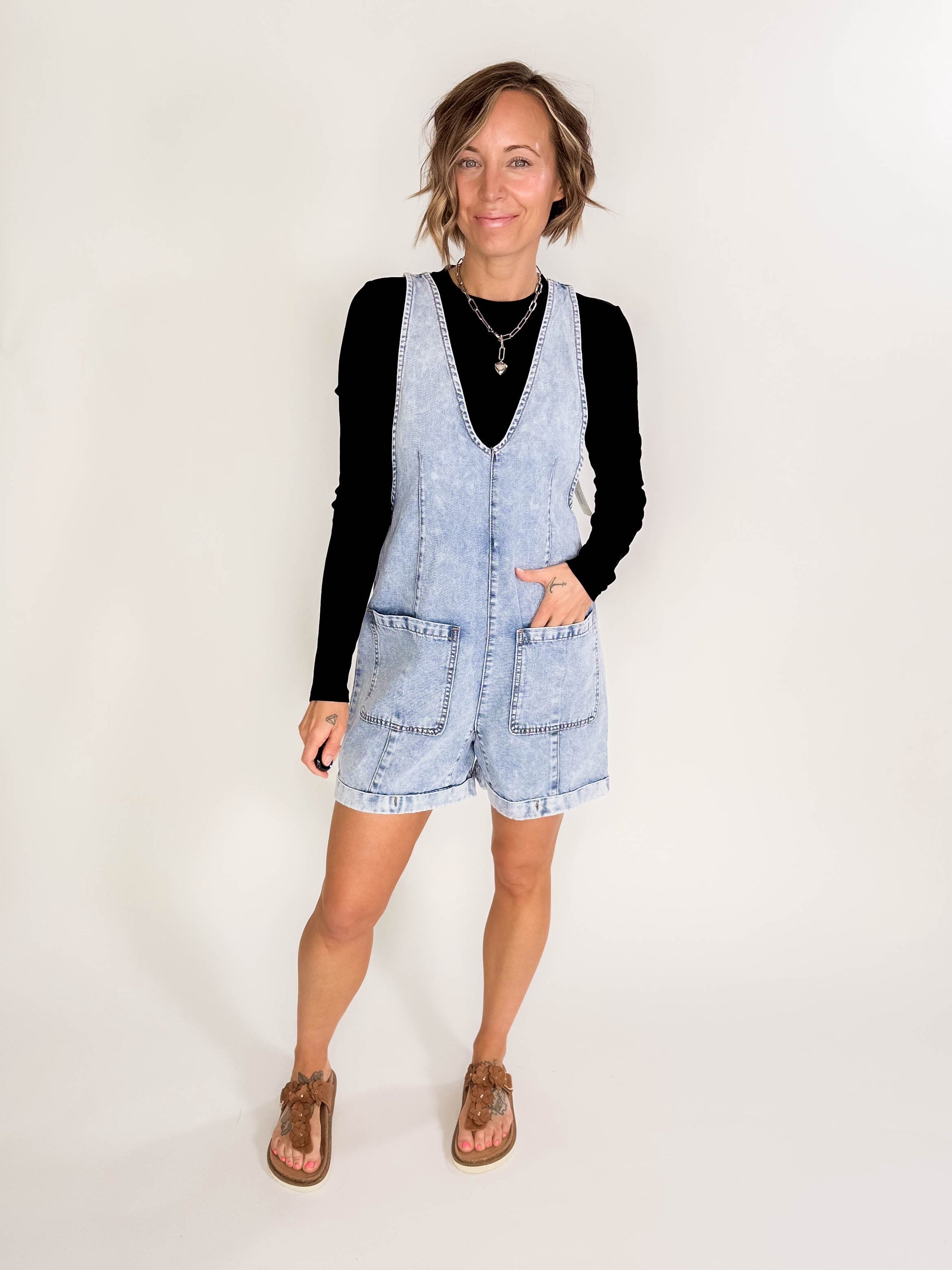 Delta Denim Romper-INDIGO