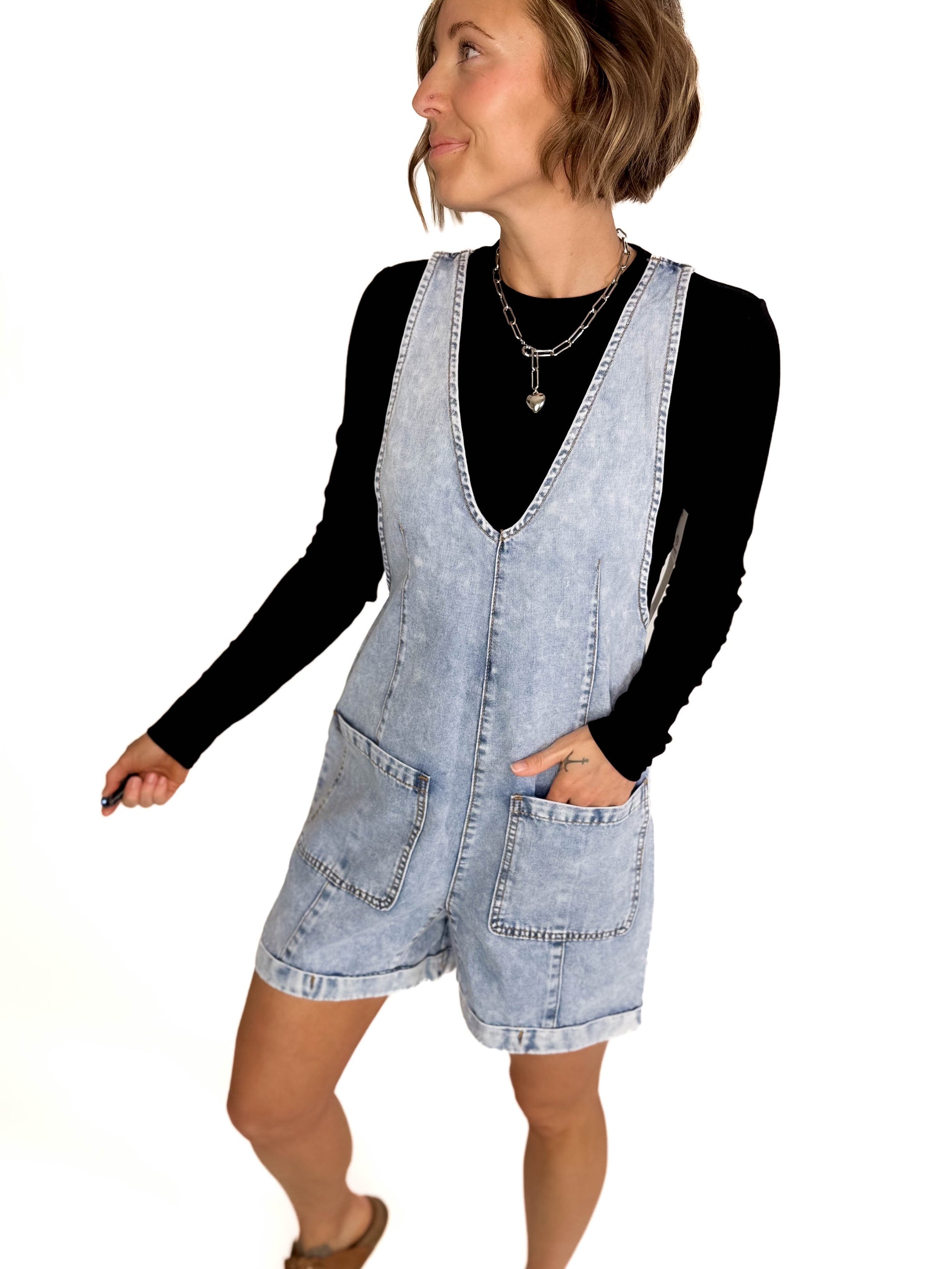 Delta Denim Romper-INDIGO
