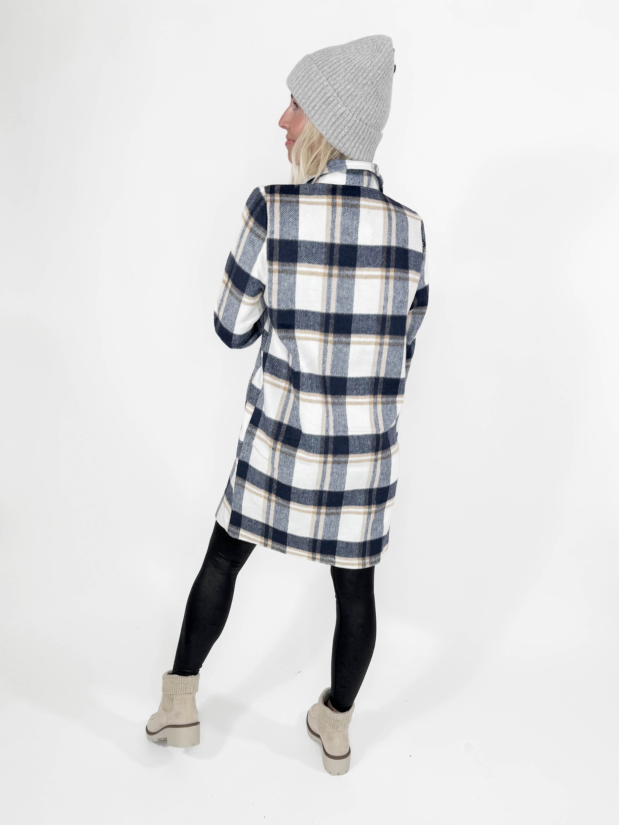 Jasper Plaid Coatigan- NAVY