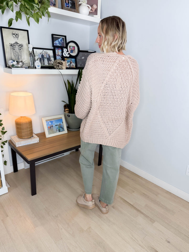 Odessa Chunky Cable Cardigan- LATTE
